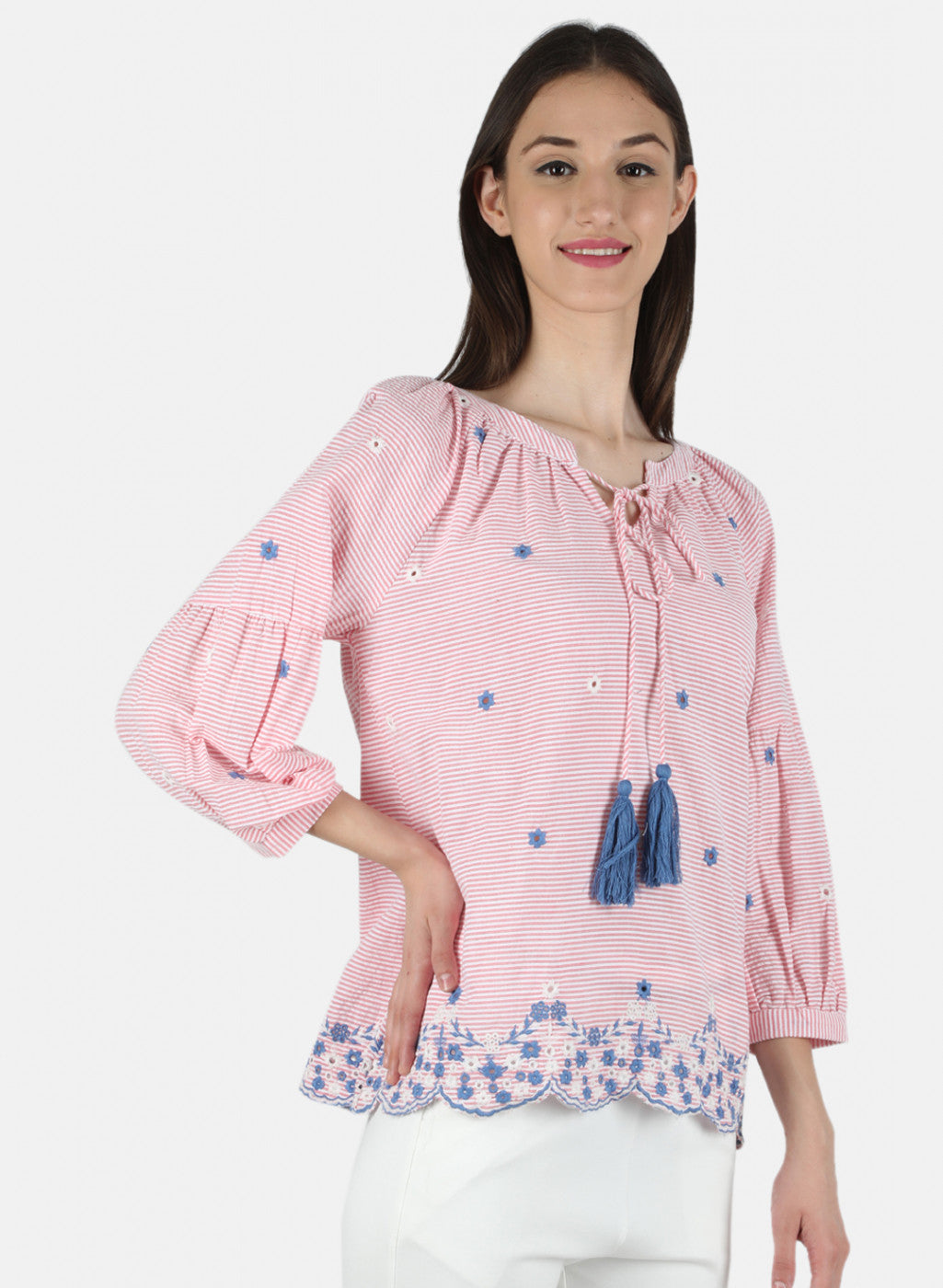 Women Pink Stripe Top