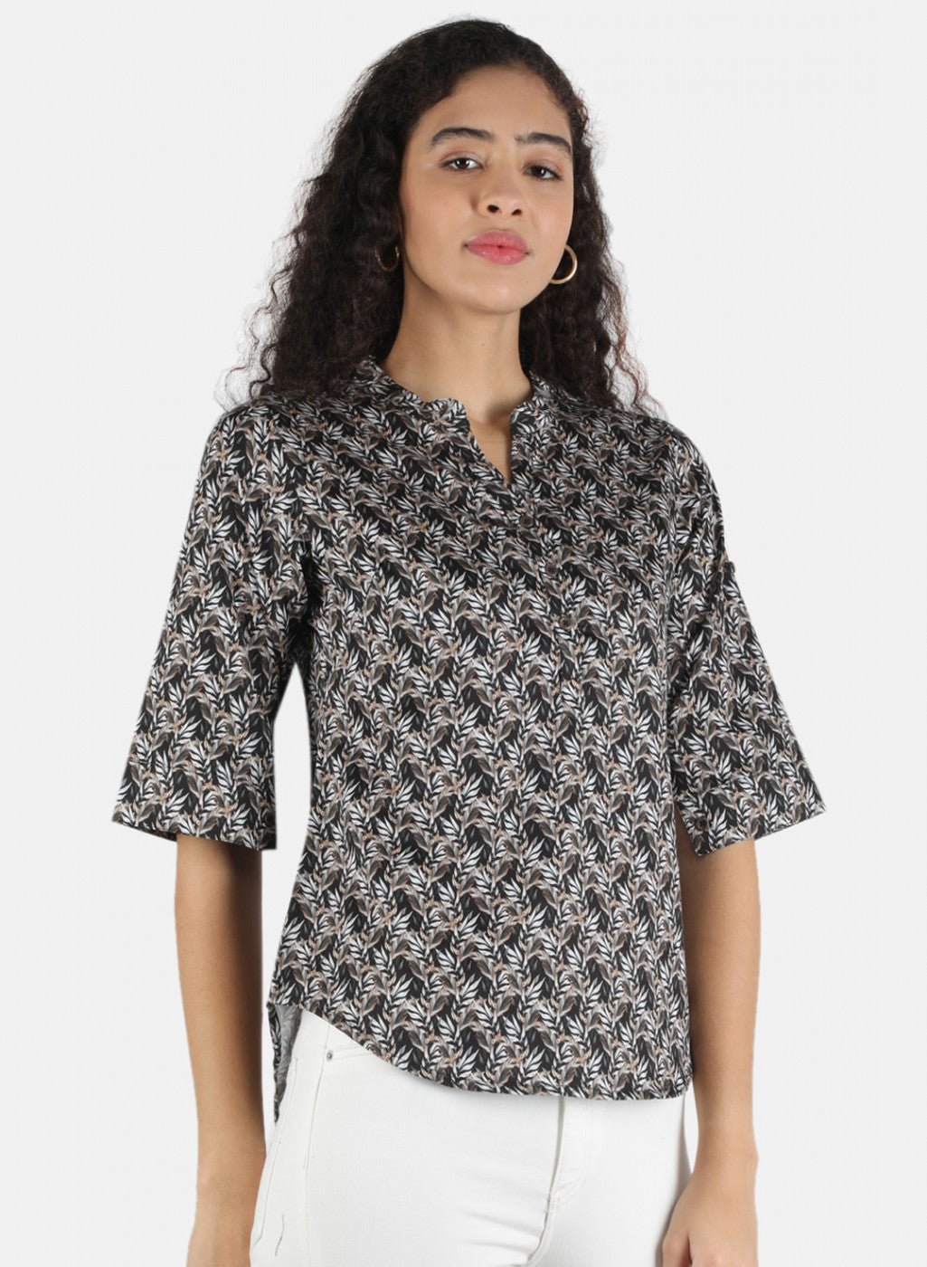 Women Black Printed Top