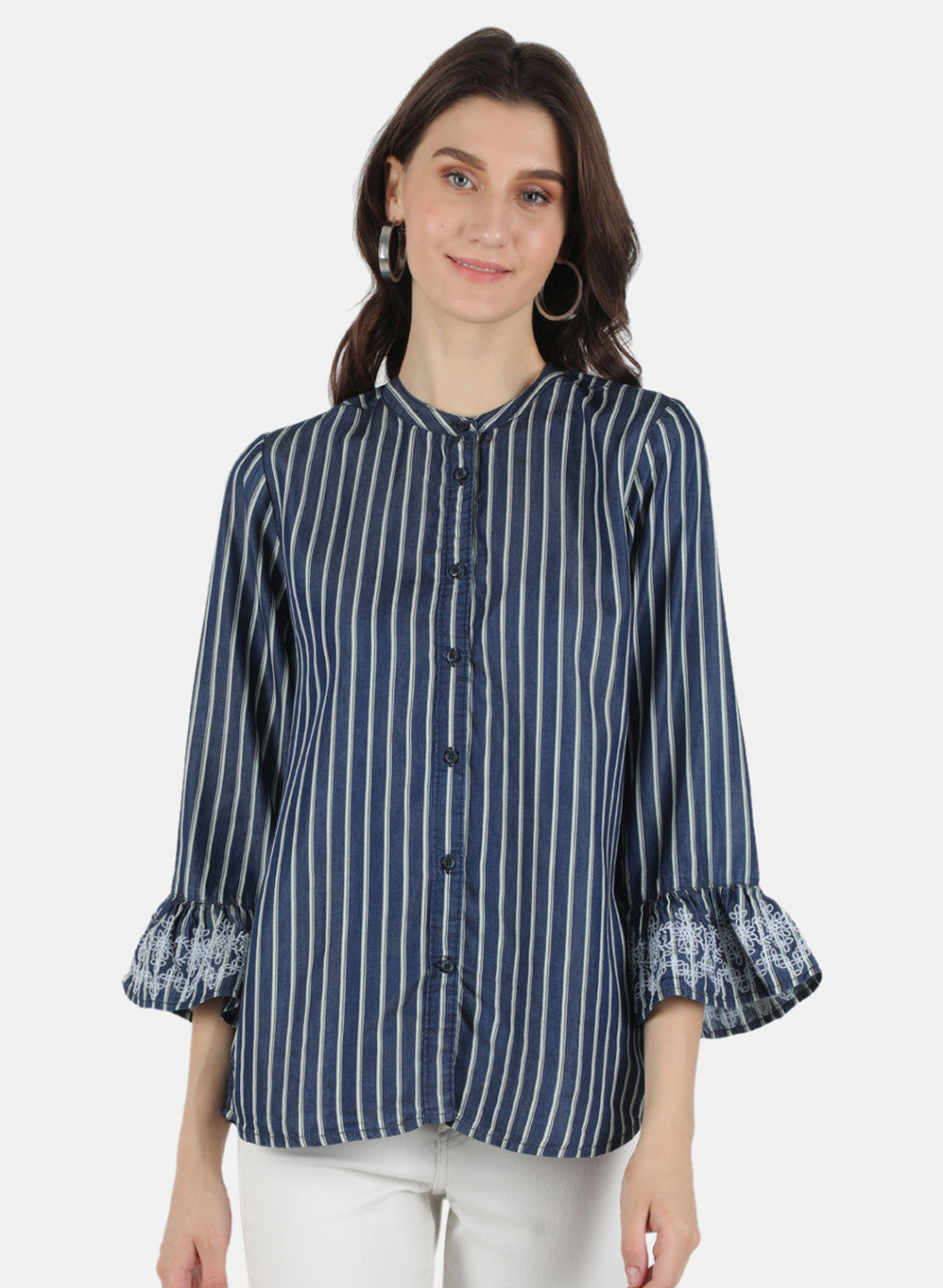 Women Navy Blue Stripe Top