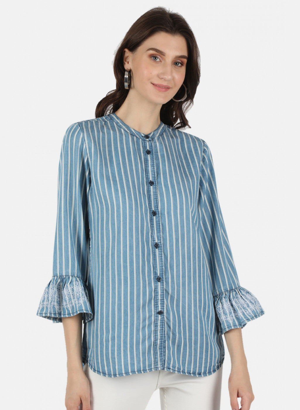 Women Blue Stripe Top