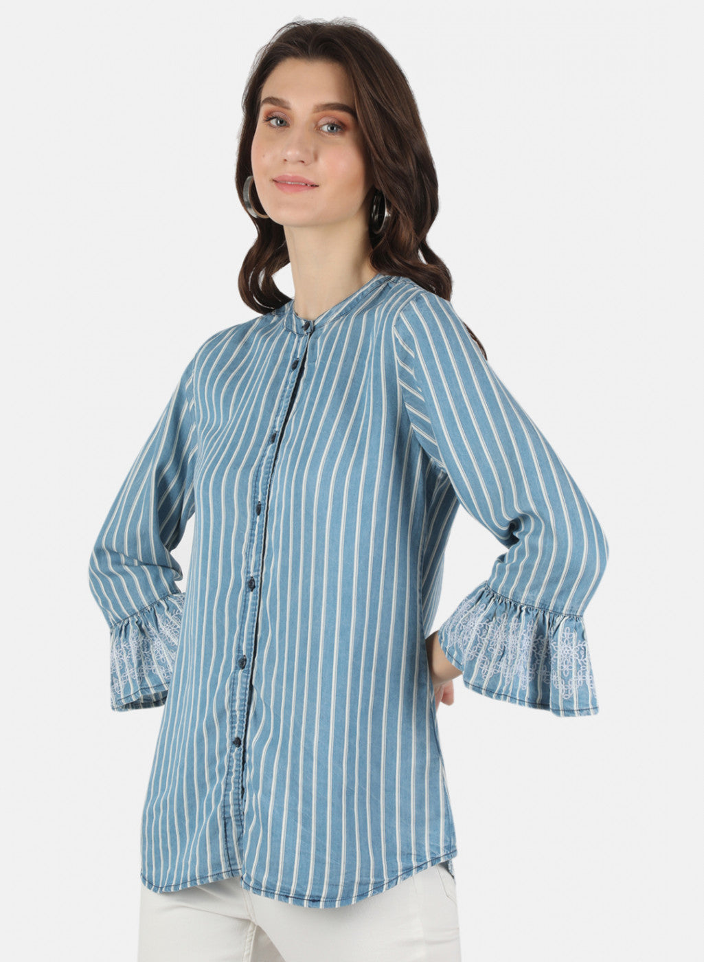 Women Blue Stripe Top