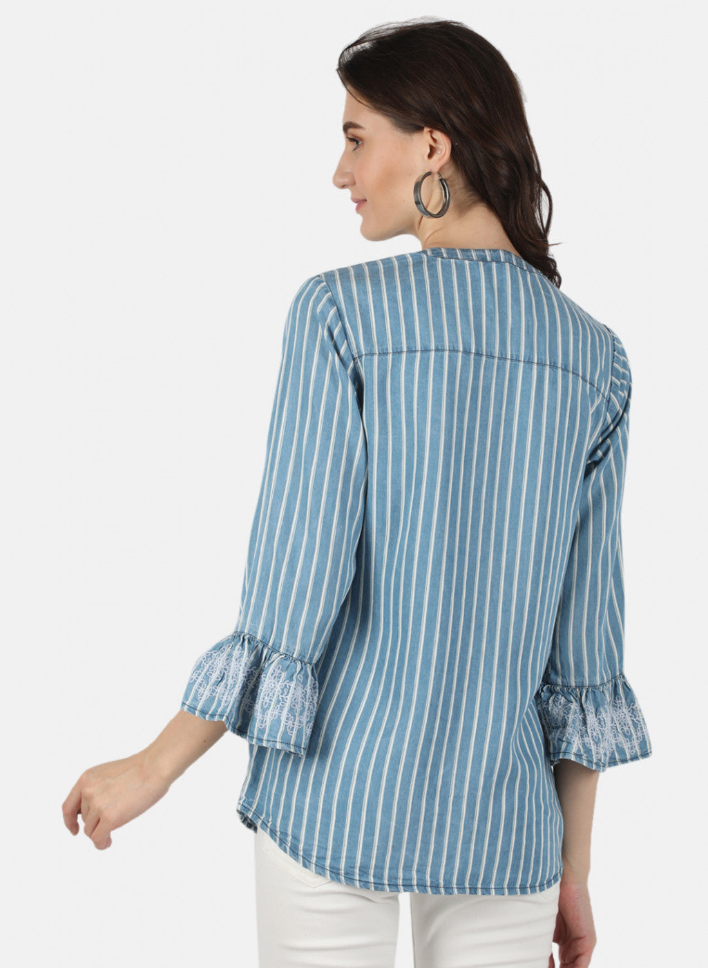 Women Blue Stripe Top