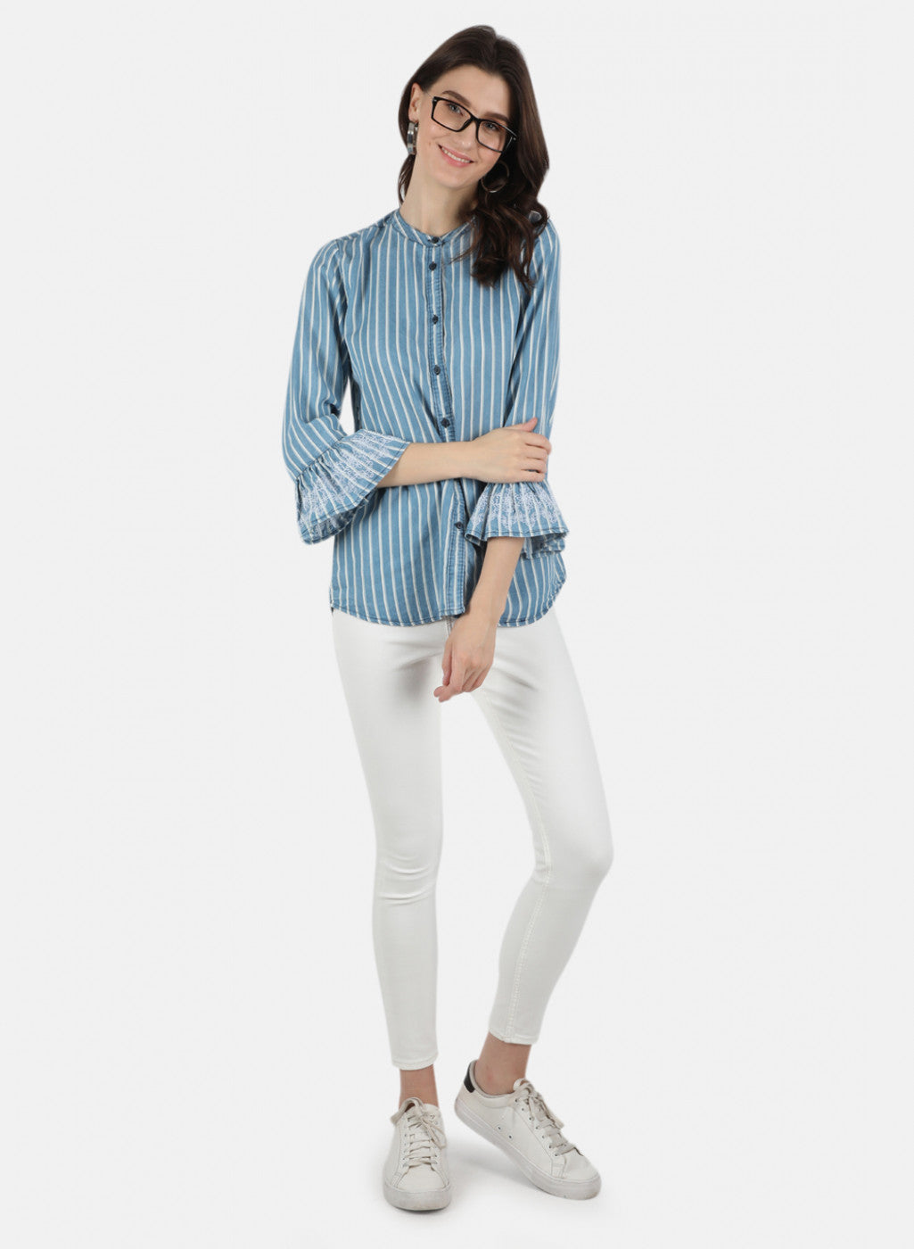 Women Blue Stripe Top