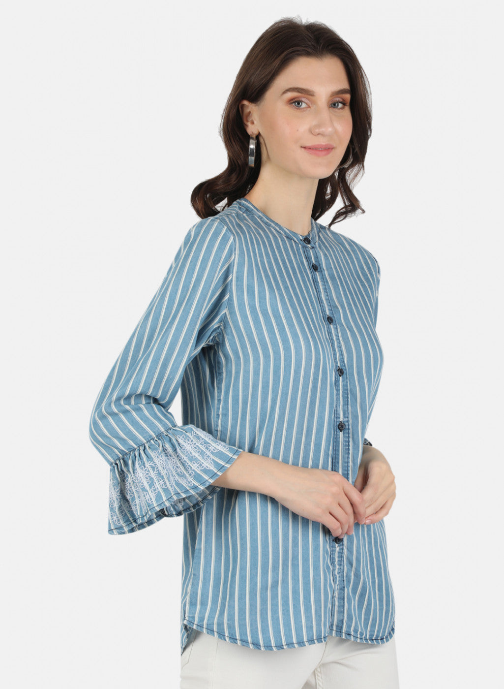 Women Blue Stripe Top