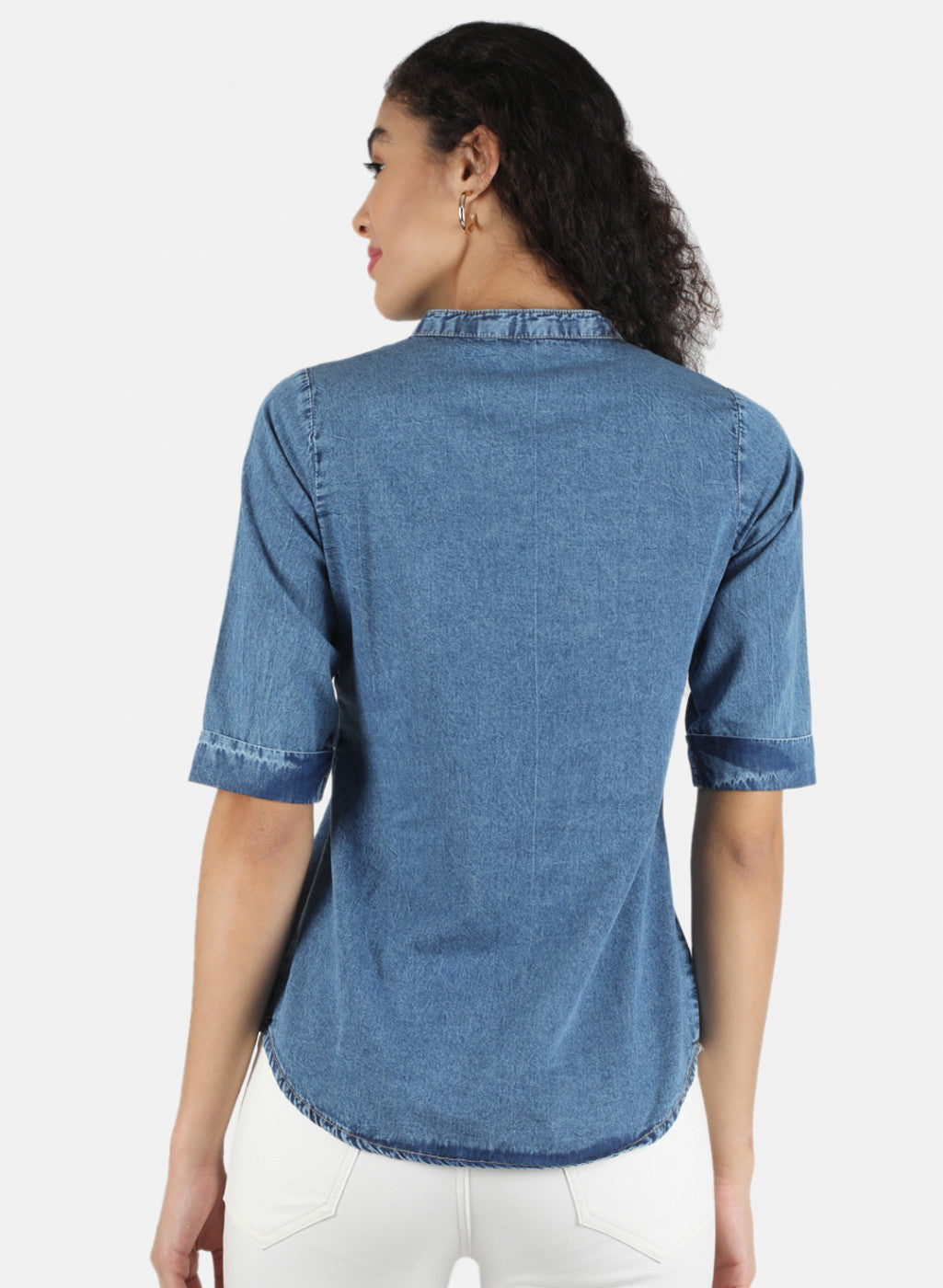 Women Blue Plain Top