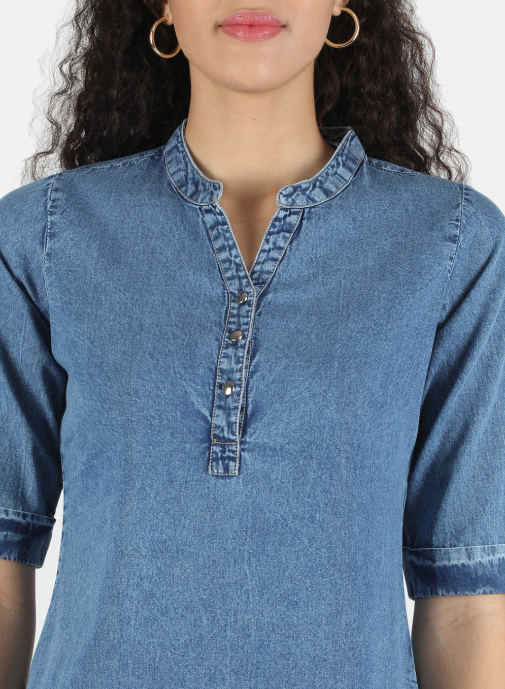 Women Blue Plain Top