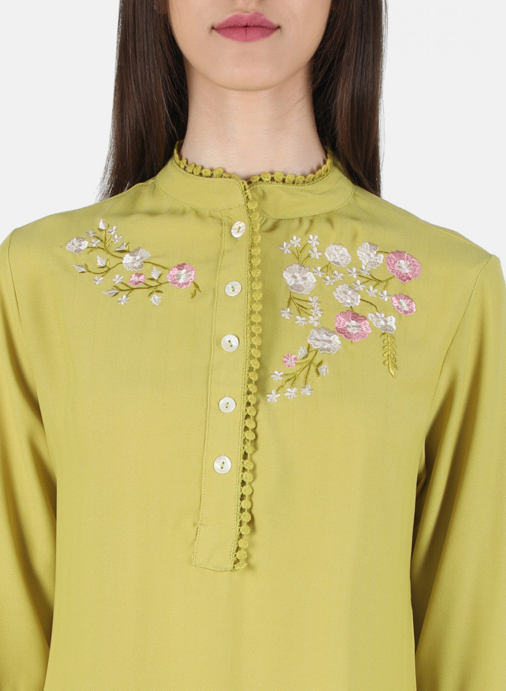 Women Lime Green Plain Top