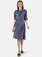 Women Navy Blue Printed Dress