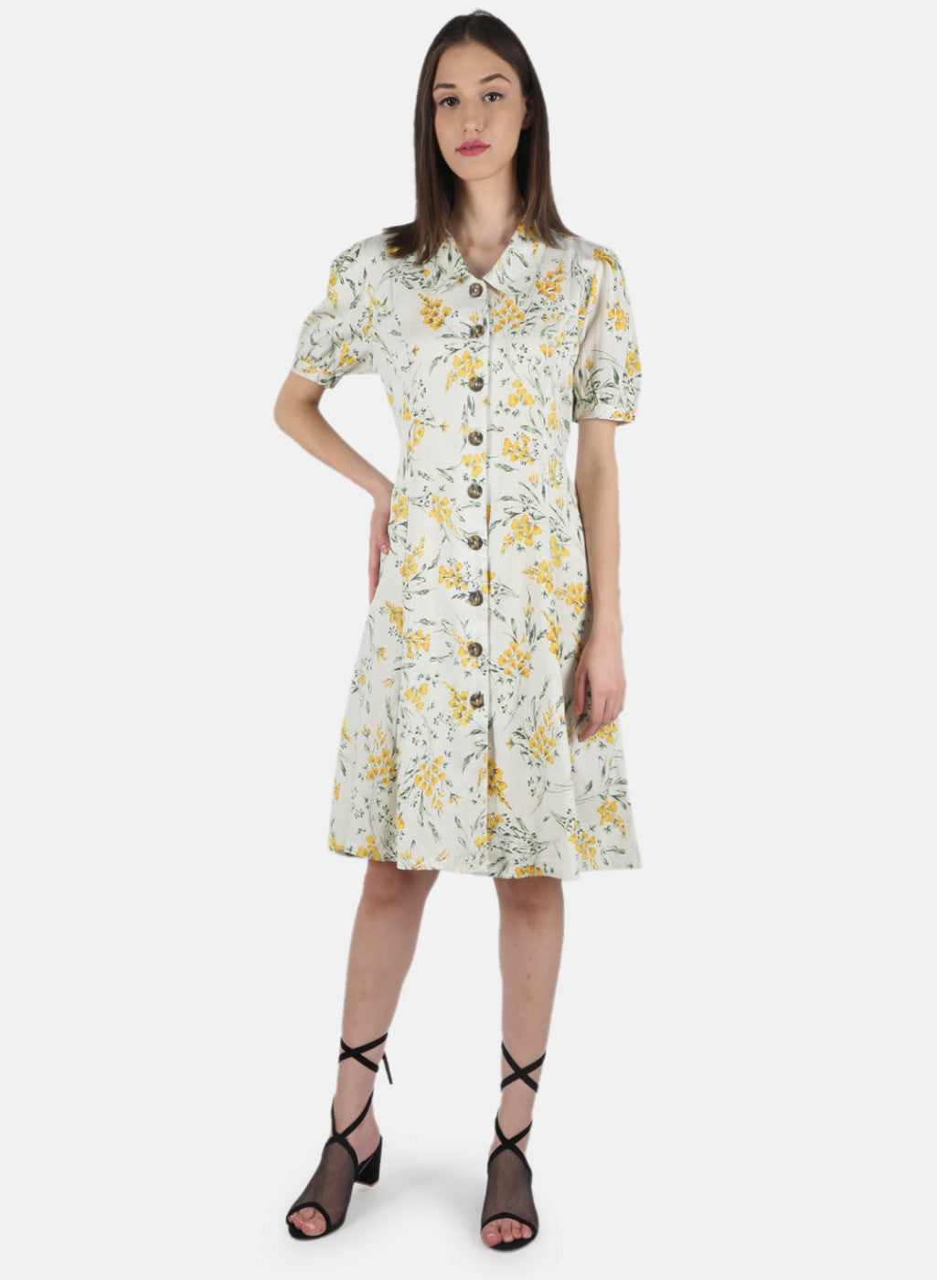 Women Yellow Printed Dress