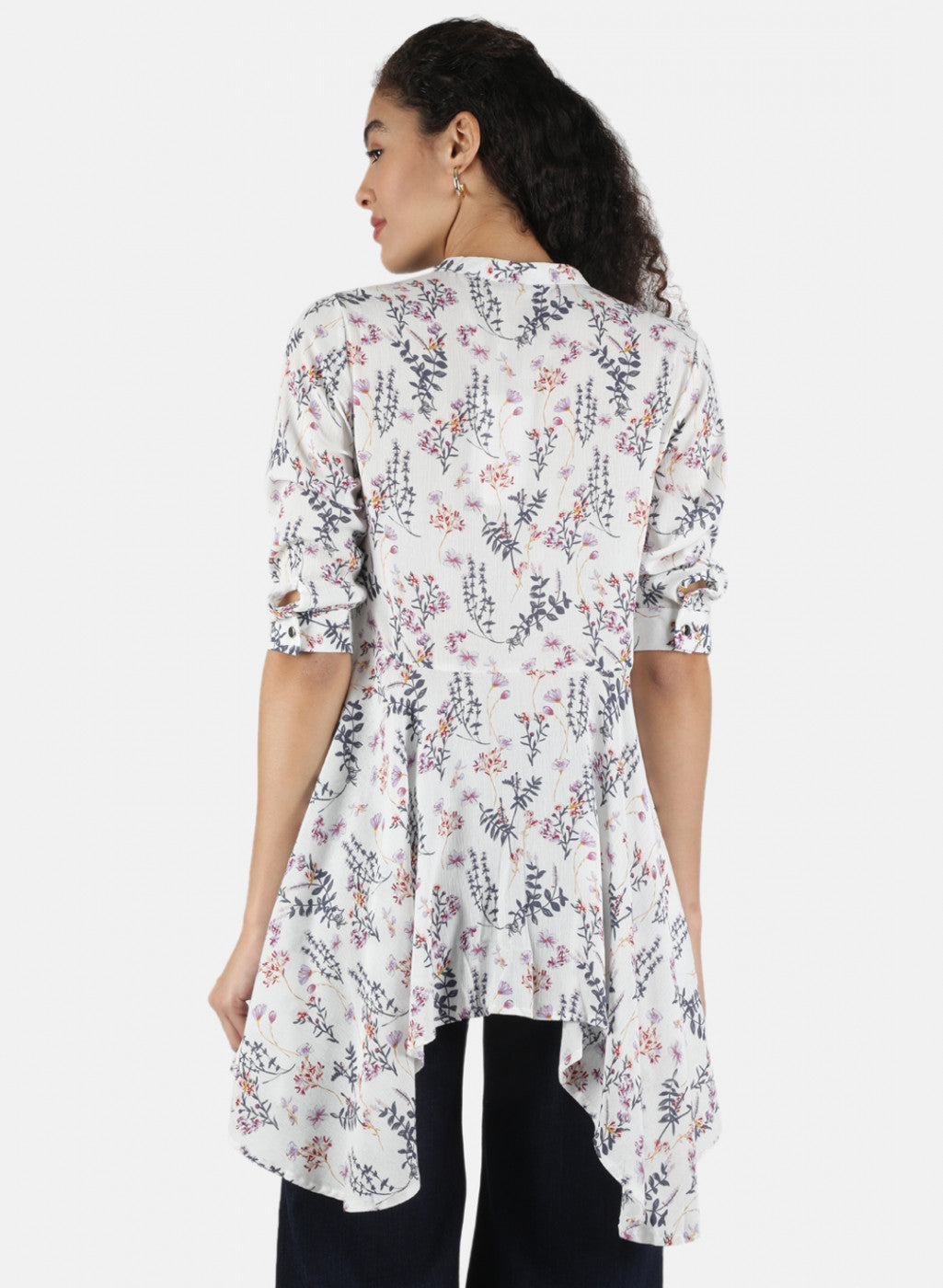 Women White Printed Tunic