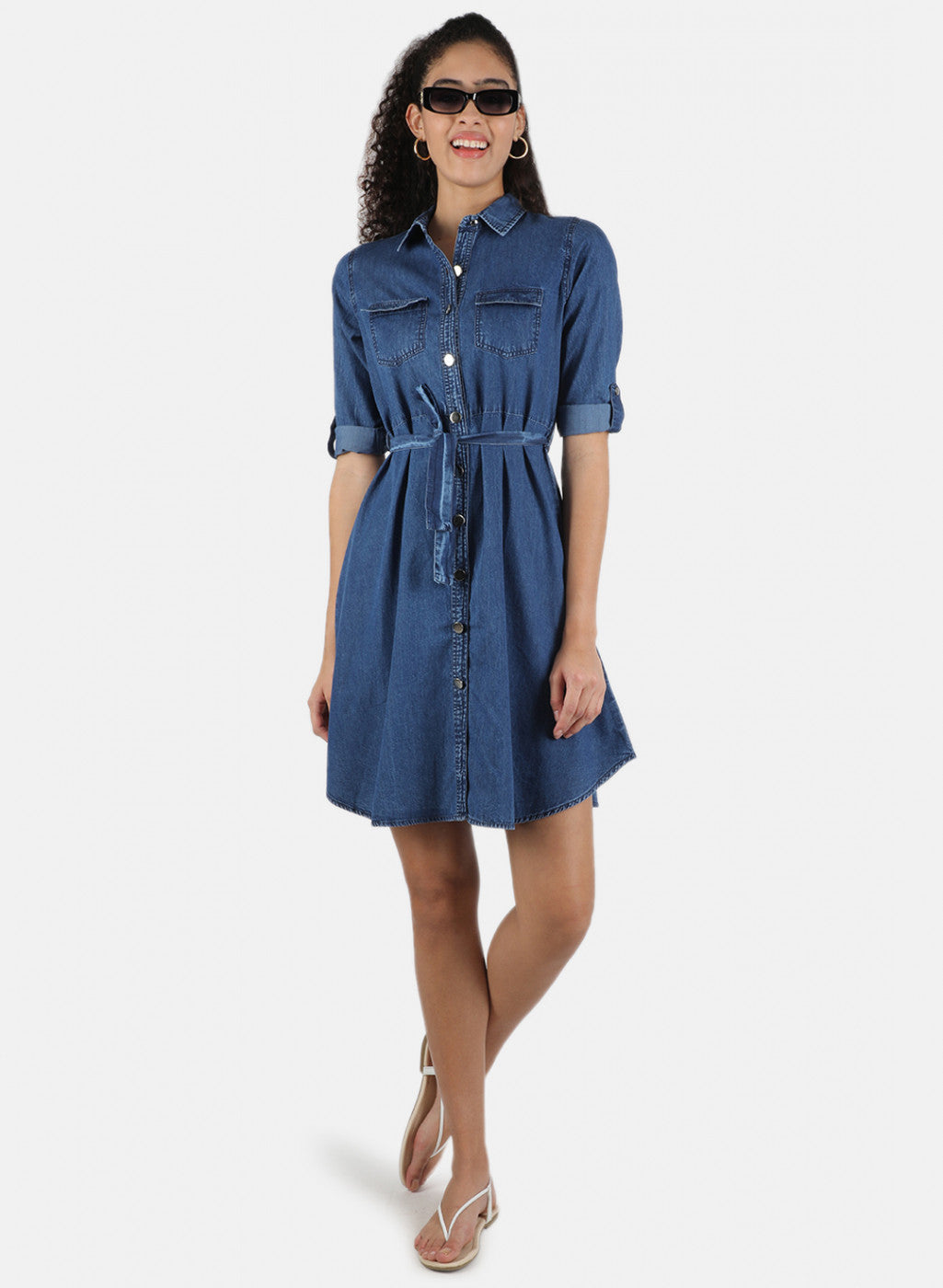 Women Navy Blue Plain Tunic