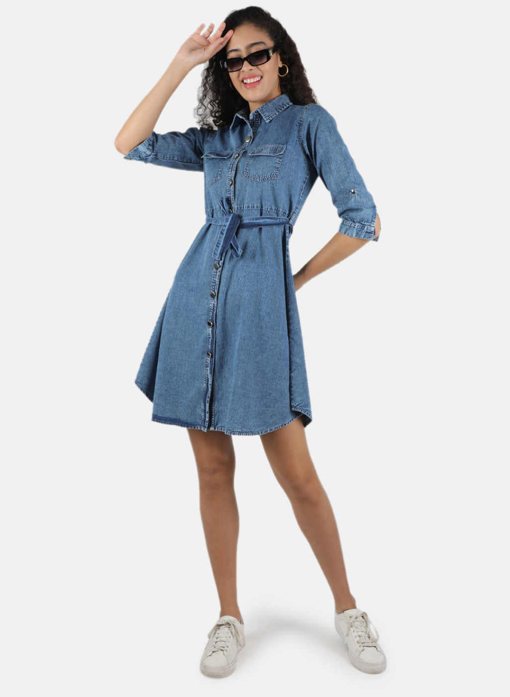 Women Blue Plain Tunic