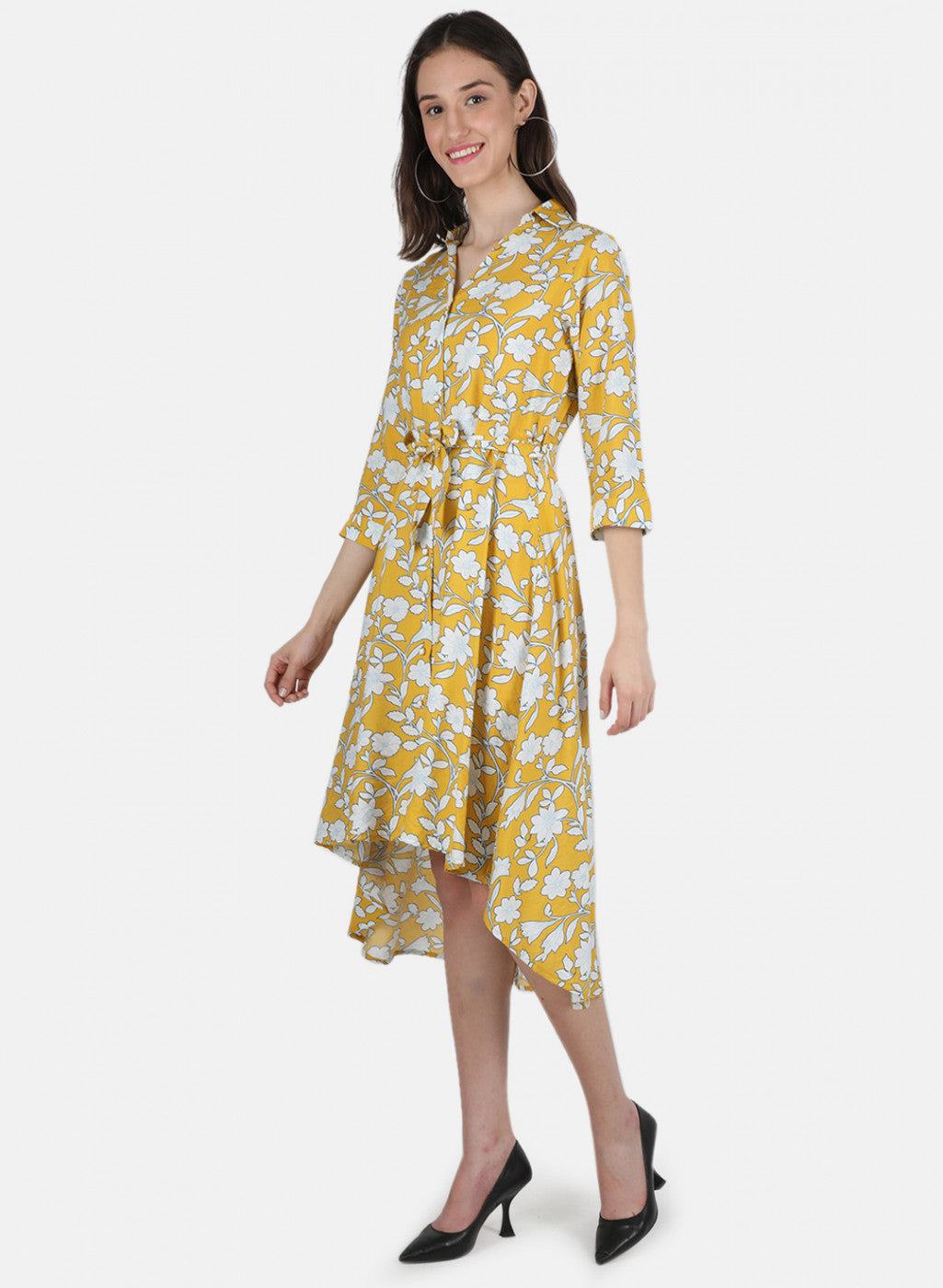 Women Yellow Printed Dress