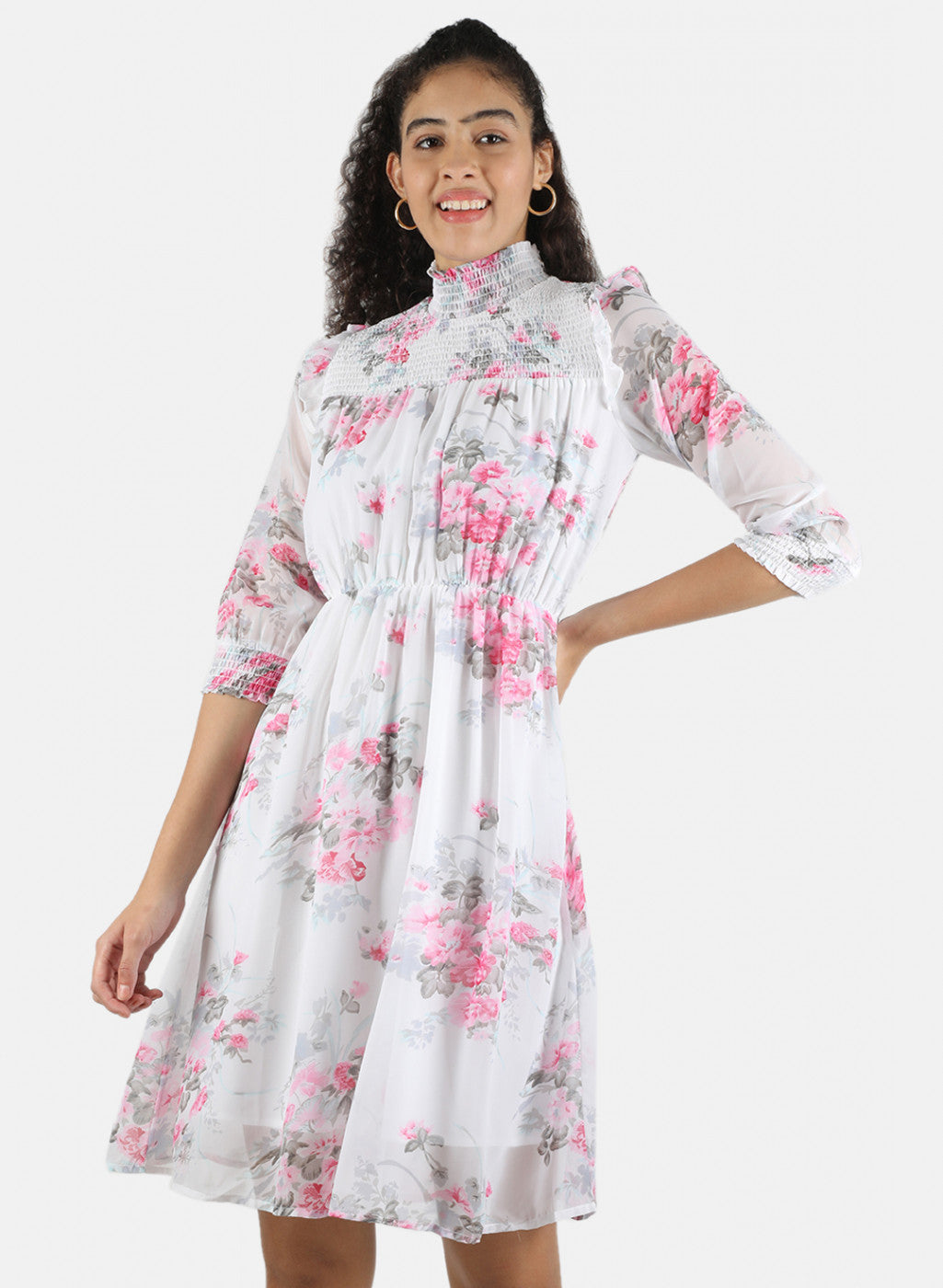 Women White Printed Dress