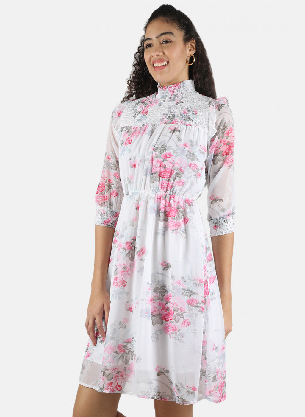 Women White Printed Dress