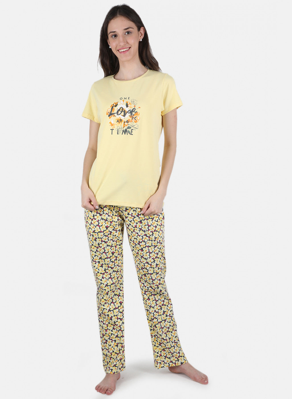 Women Yellow Printed Lower Set