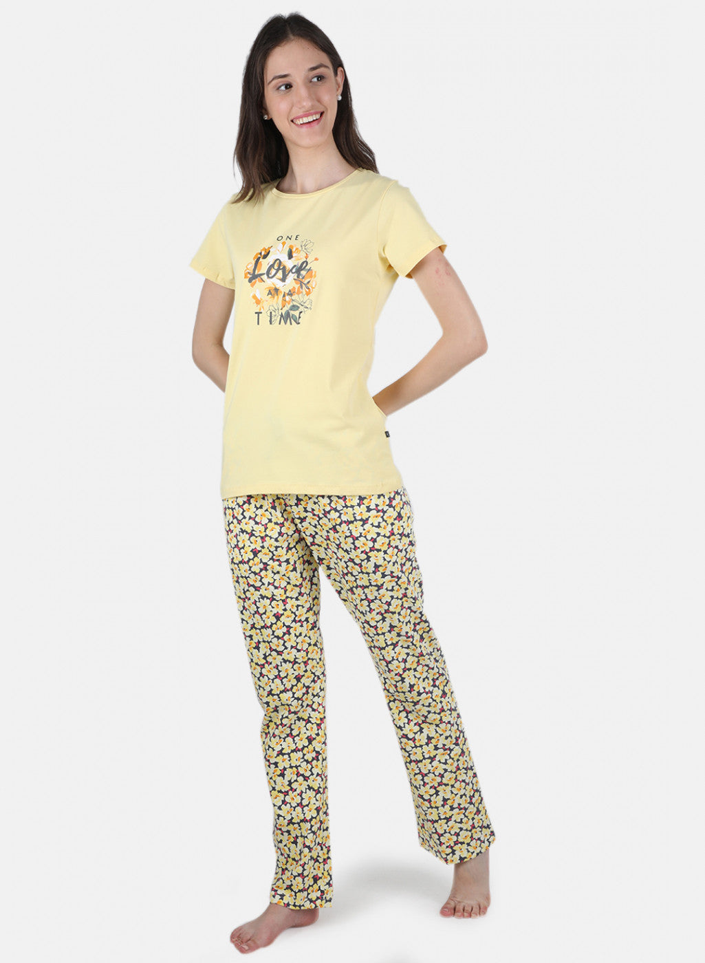 Women Yellow Printed Lower Set