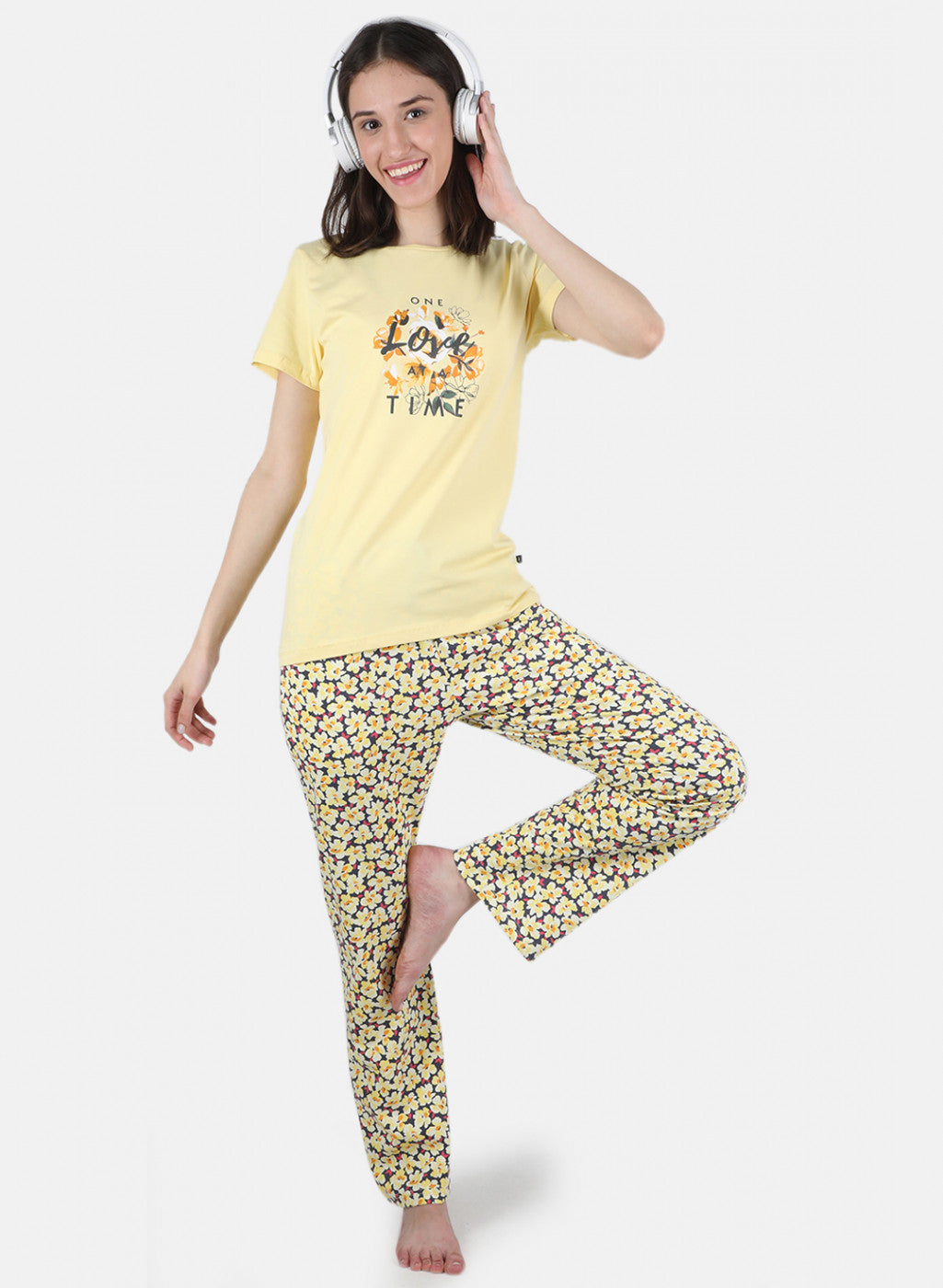 Women Yellow Printed Lower Set