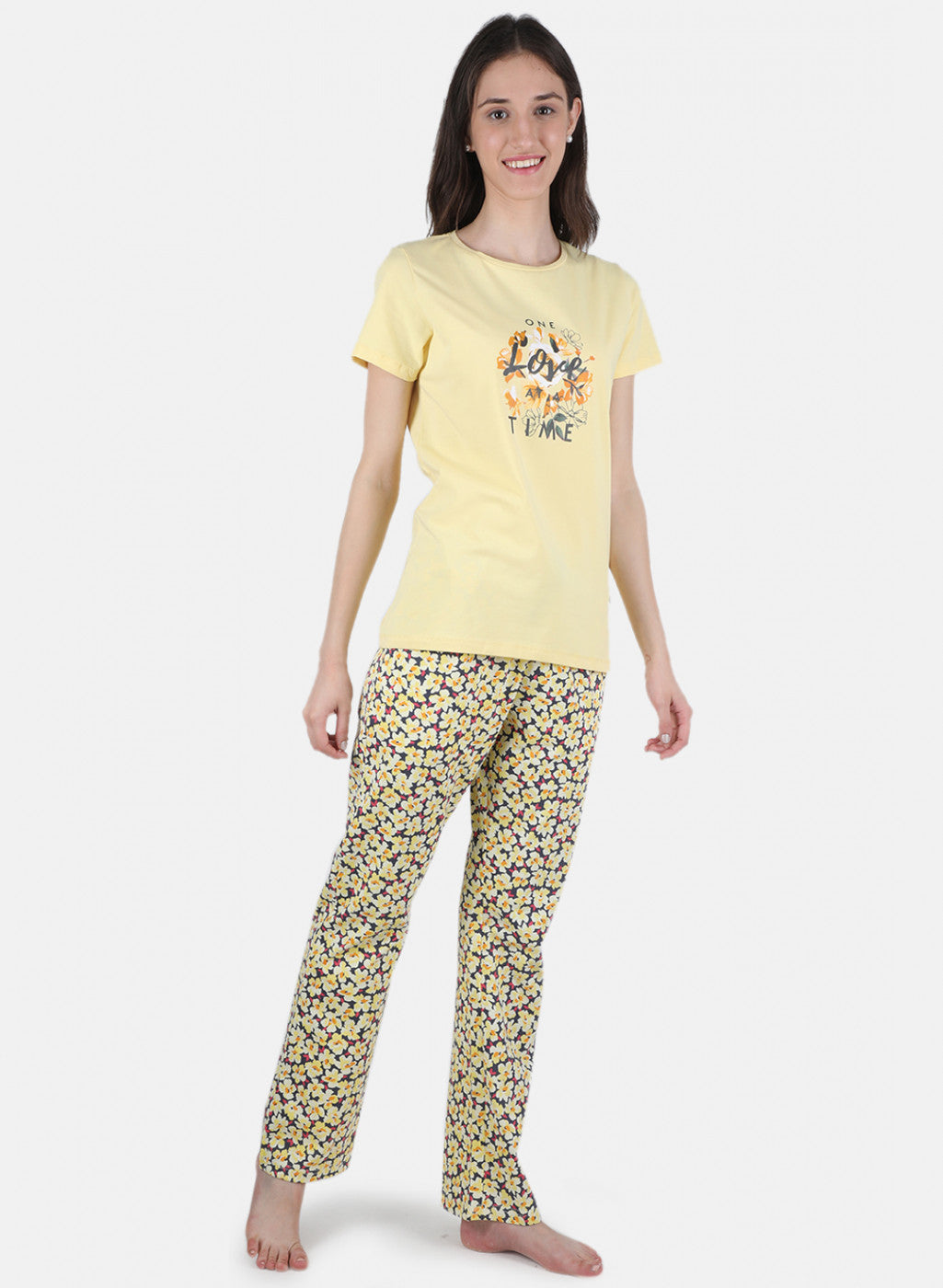 Women Yellow Printed Lower Set