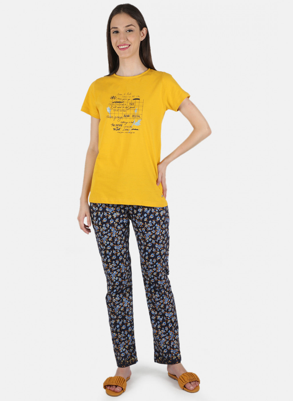 Women Mustard Printed Lower Set