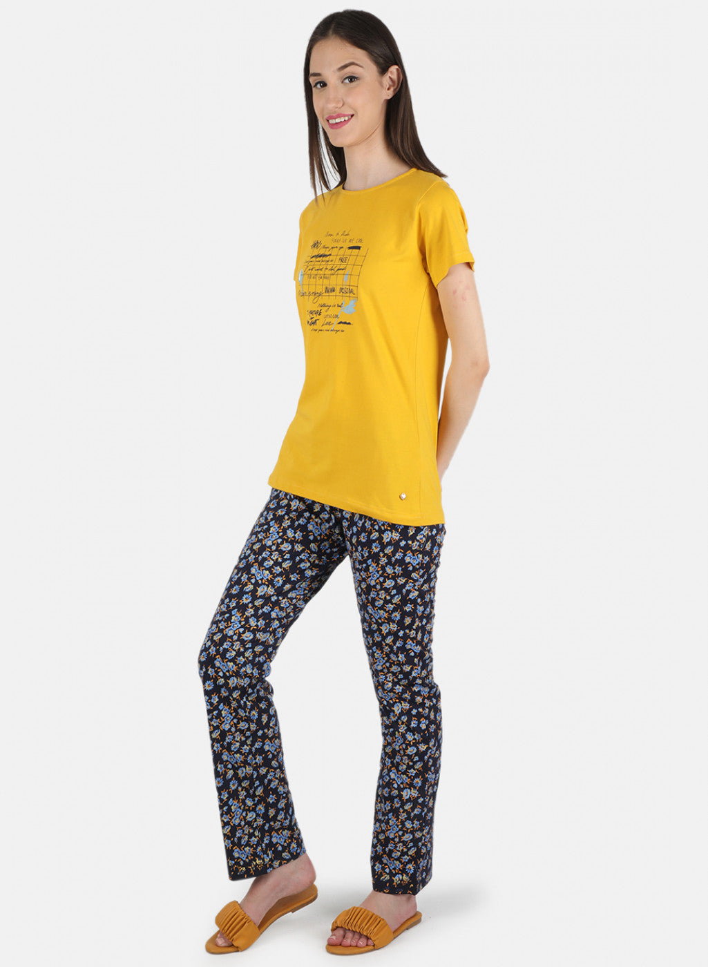 Women Mustard Printed Lower Set