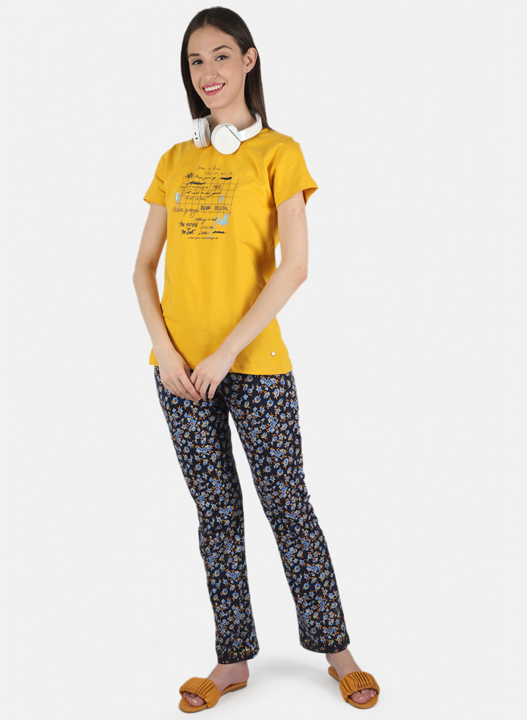 Women Mustard Printed Lower Set