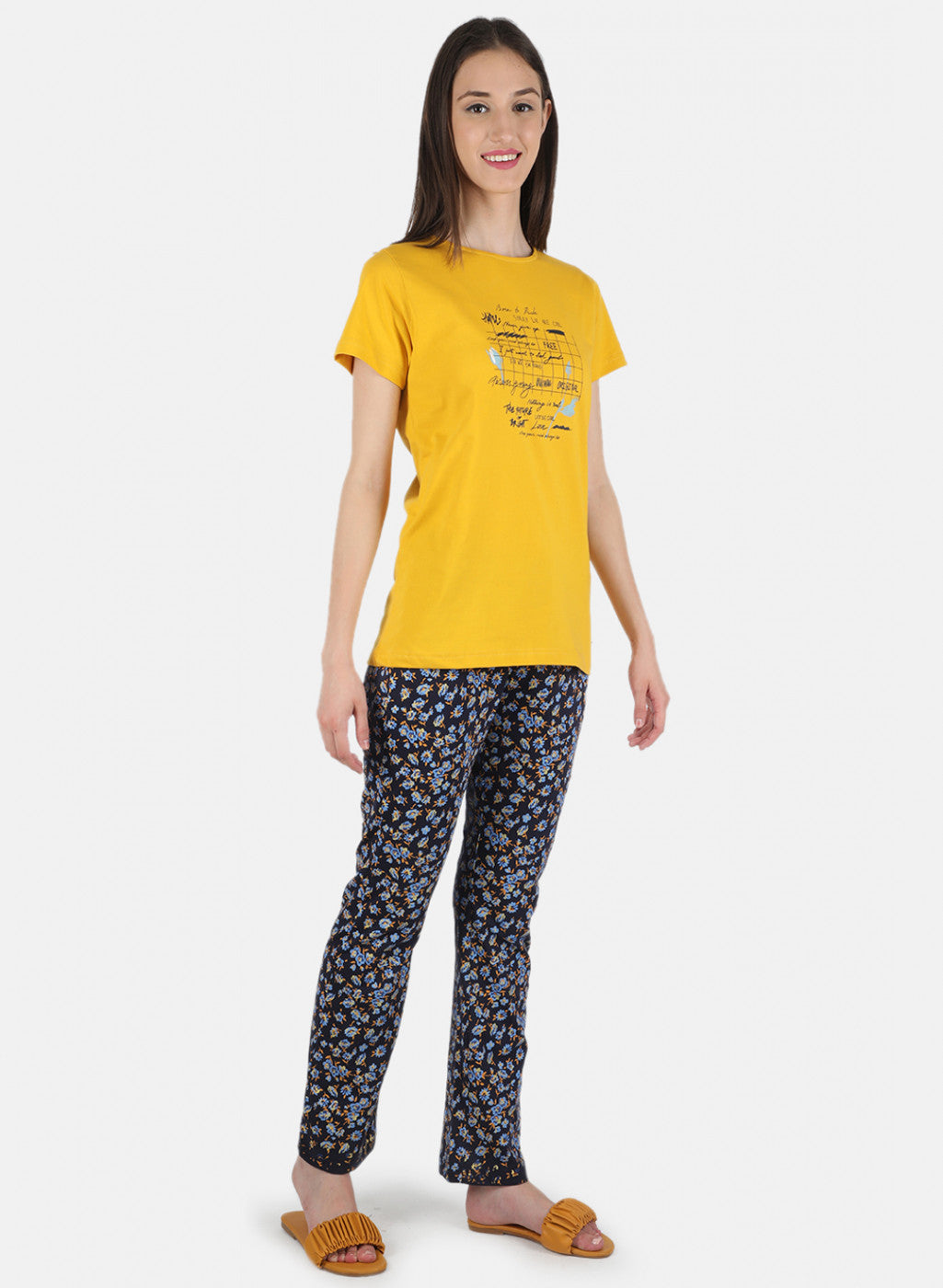 Women Mustard Printed Lower Set