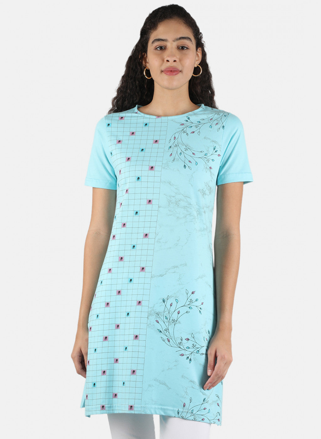 Women Aqua Blue Printed Top