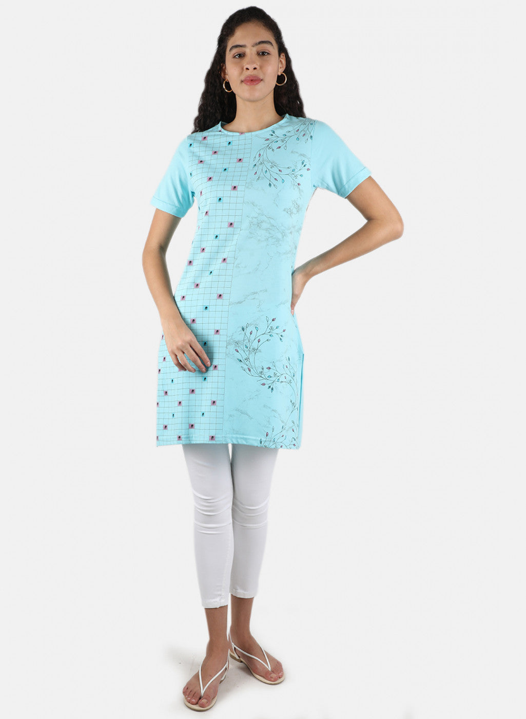 Women Aqua Blue Printed Top