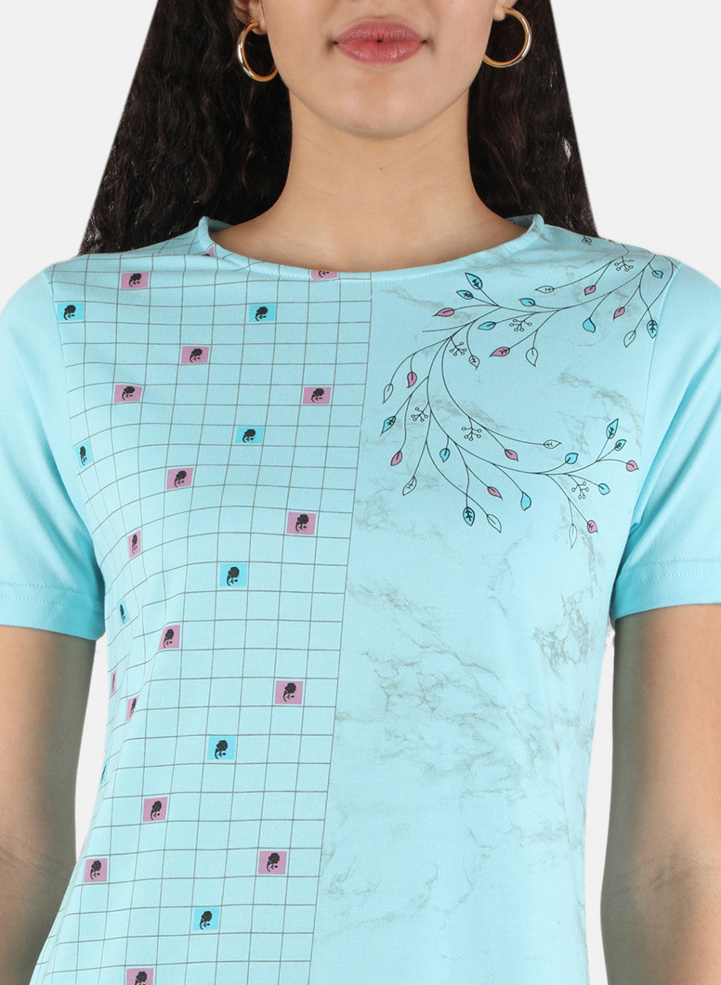 Women Aqua Blue Printed Top