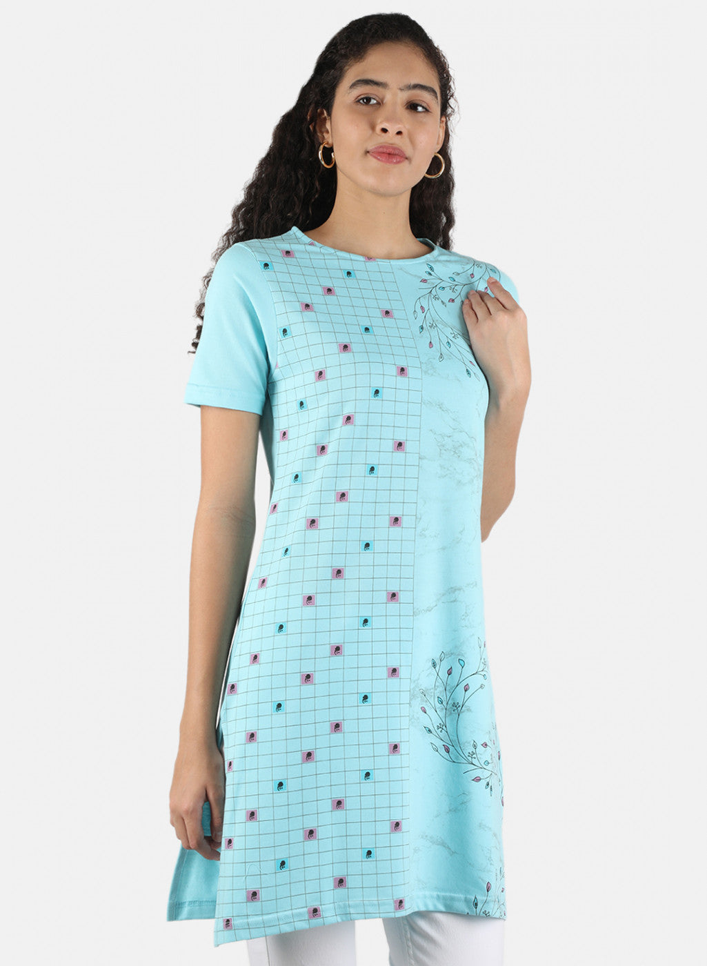 Women Aqua Blue Printed Top