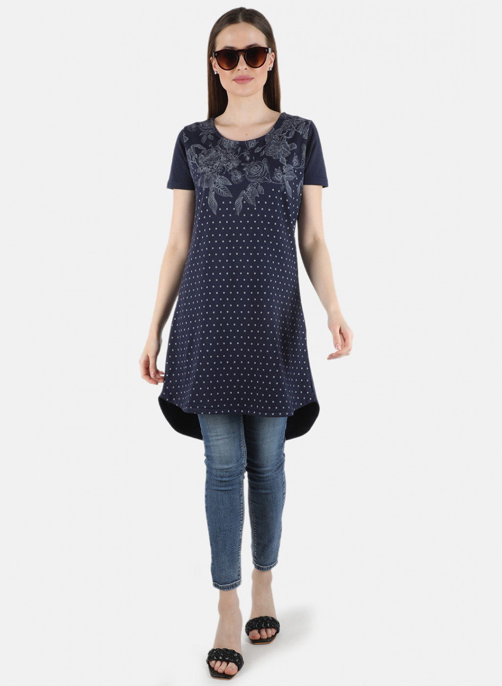 Women Navy Blue Printed Top