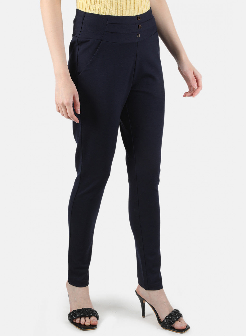 Women Navy Blue Plain Jegging