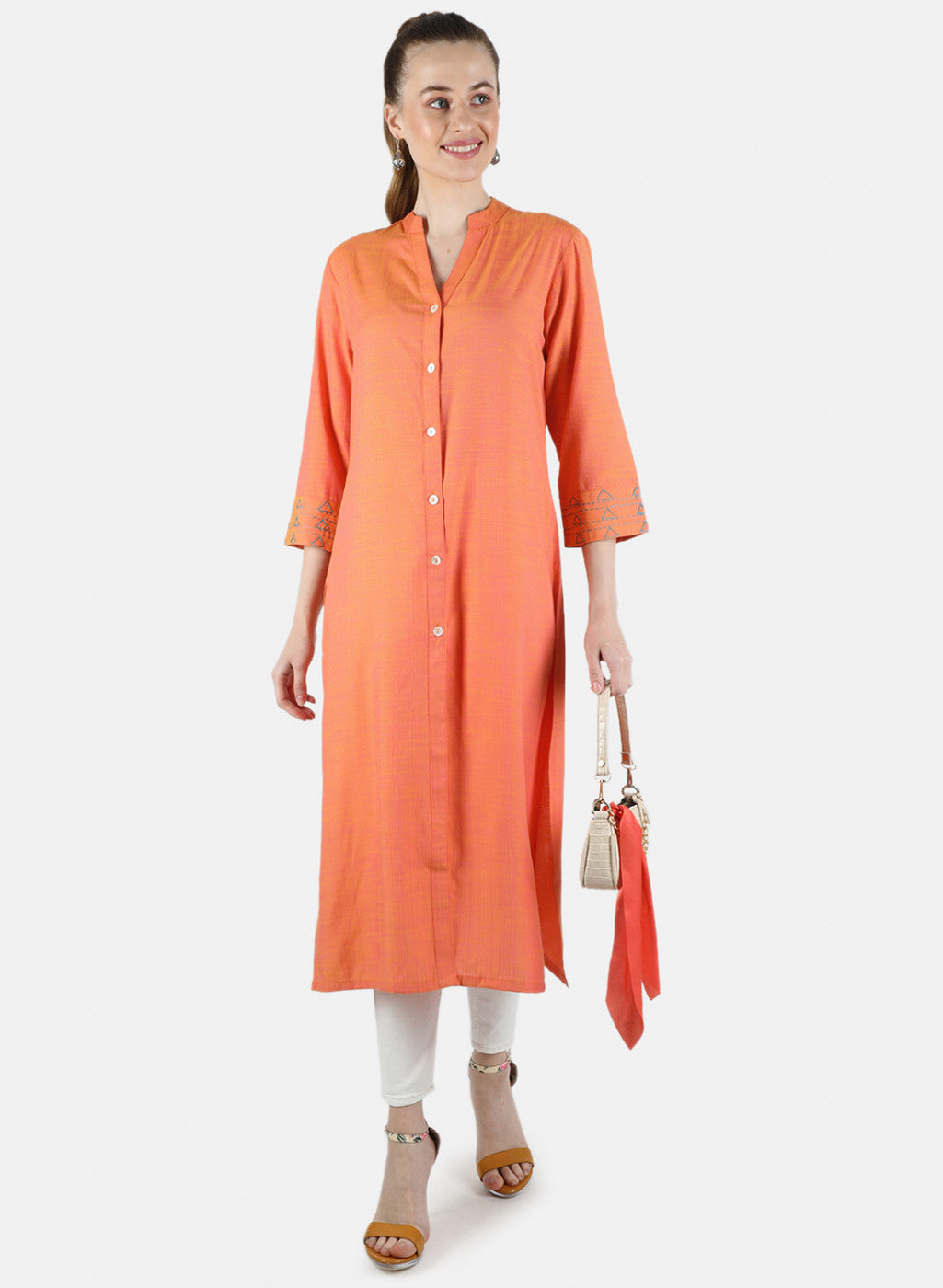 Women Peach Plain Tunic