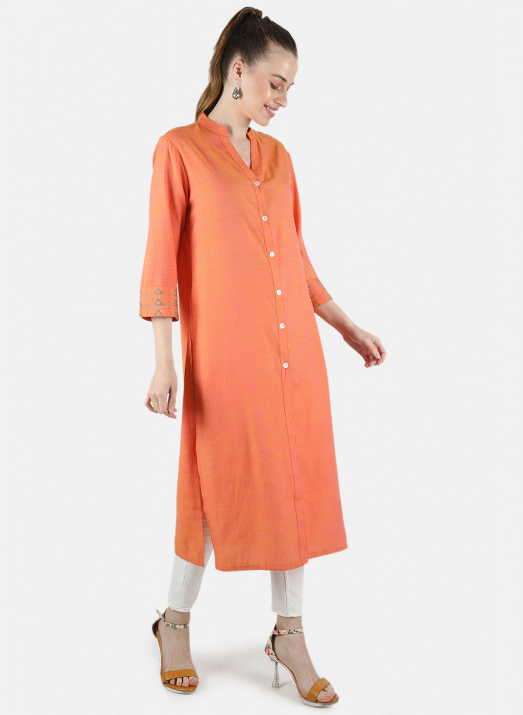 Women Peach Plain Tunic