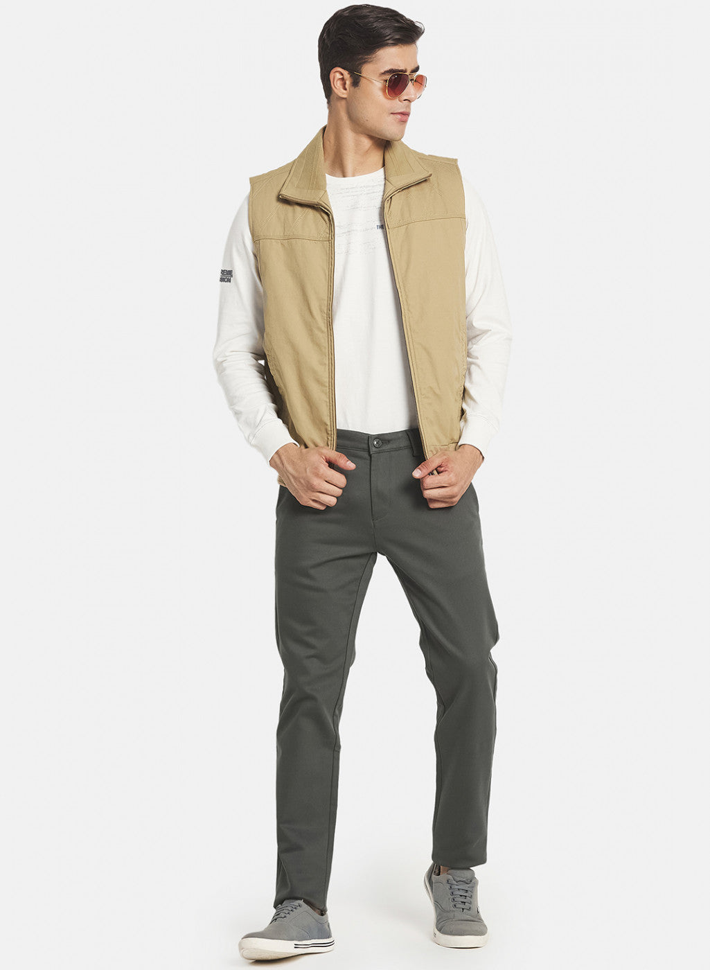 Men Khaki Solid Jacket