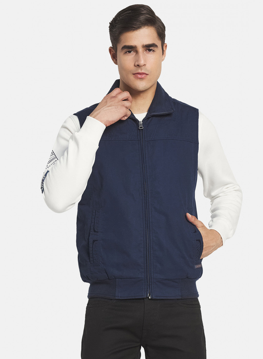 Men Blue Solid Jacket