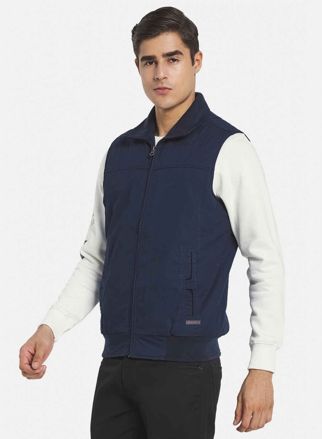 Men Blue Solid Jacket