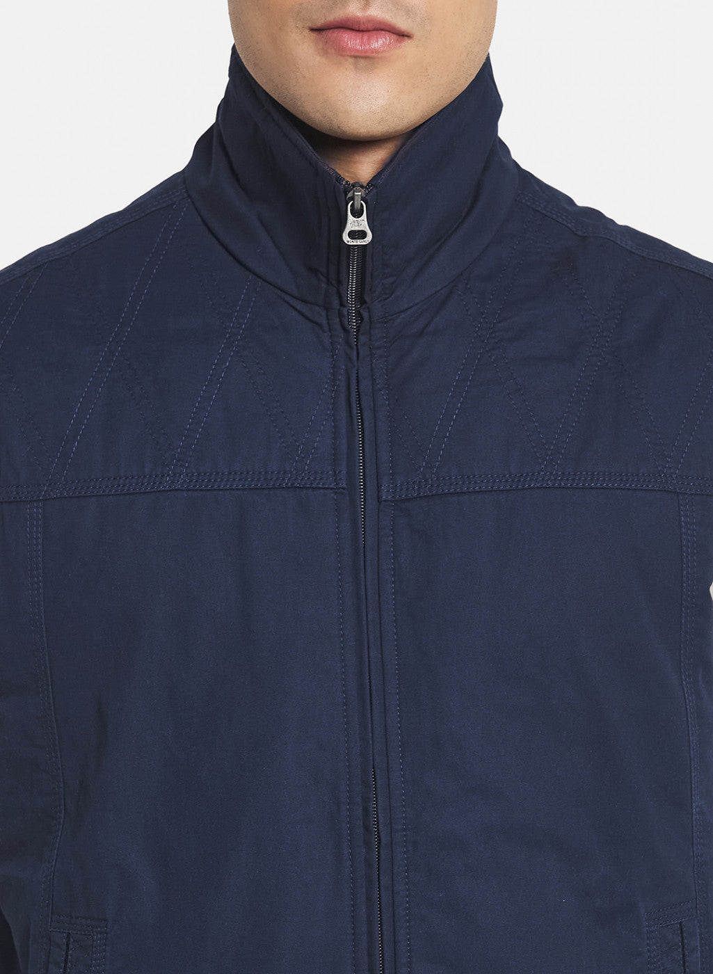 Men Blue Solid Jacket