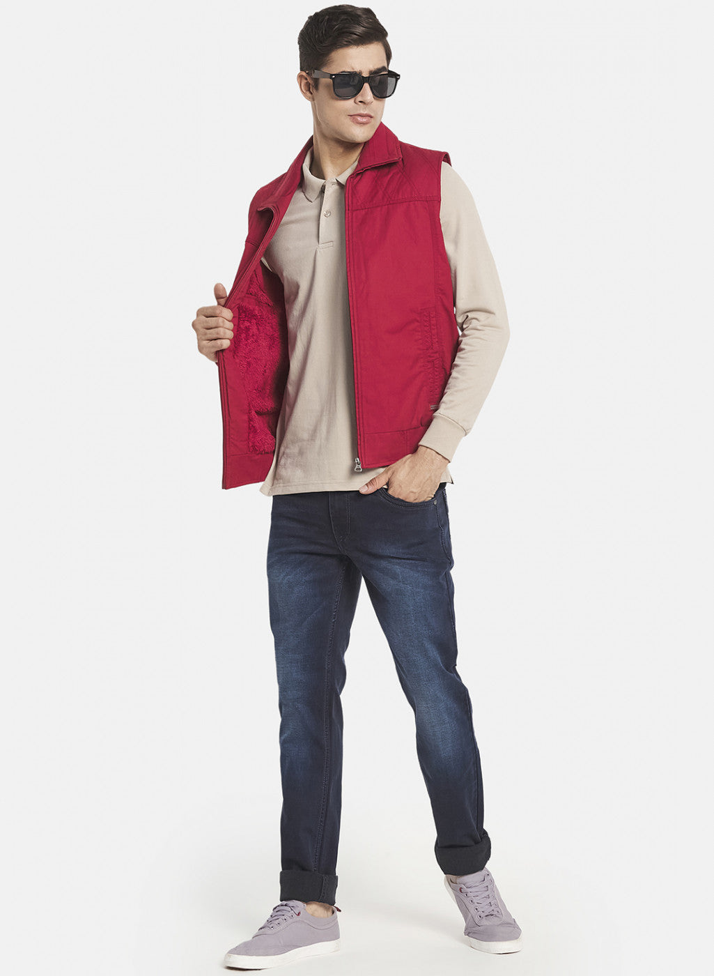 Men Maroon Solid Jacket