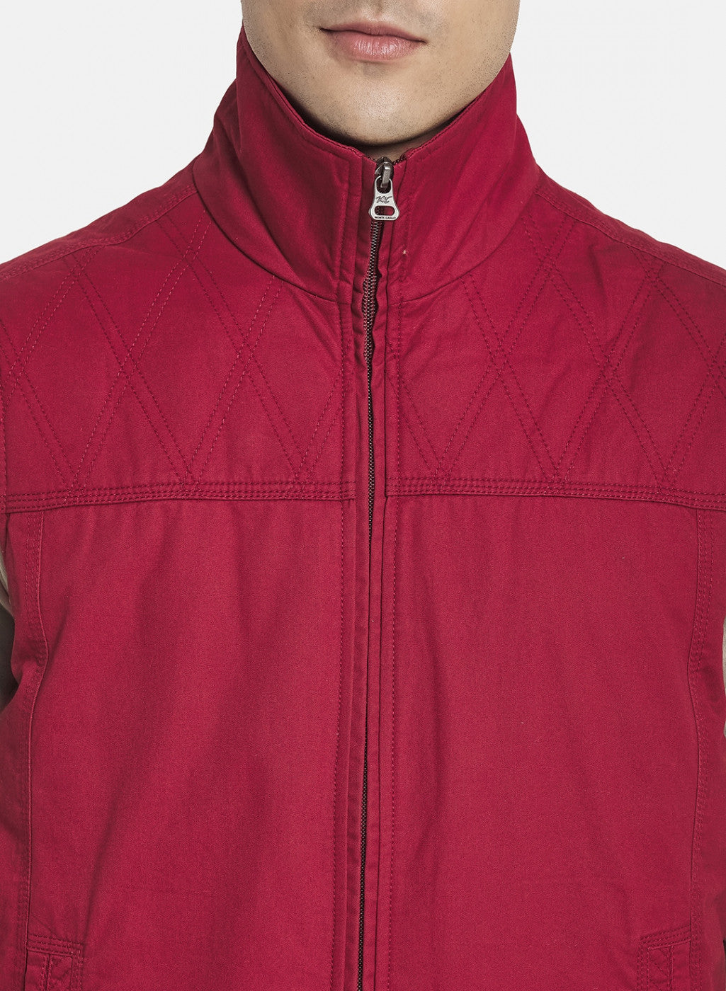 Men Maroon Solid Jacket