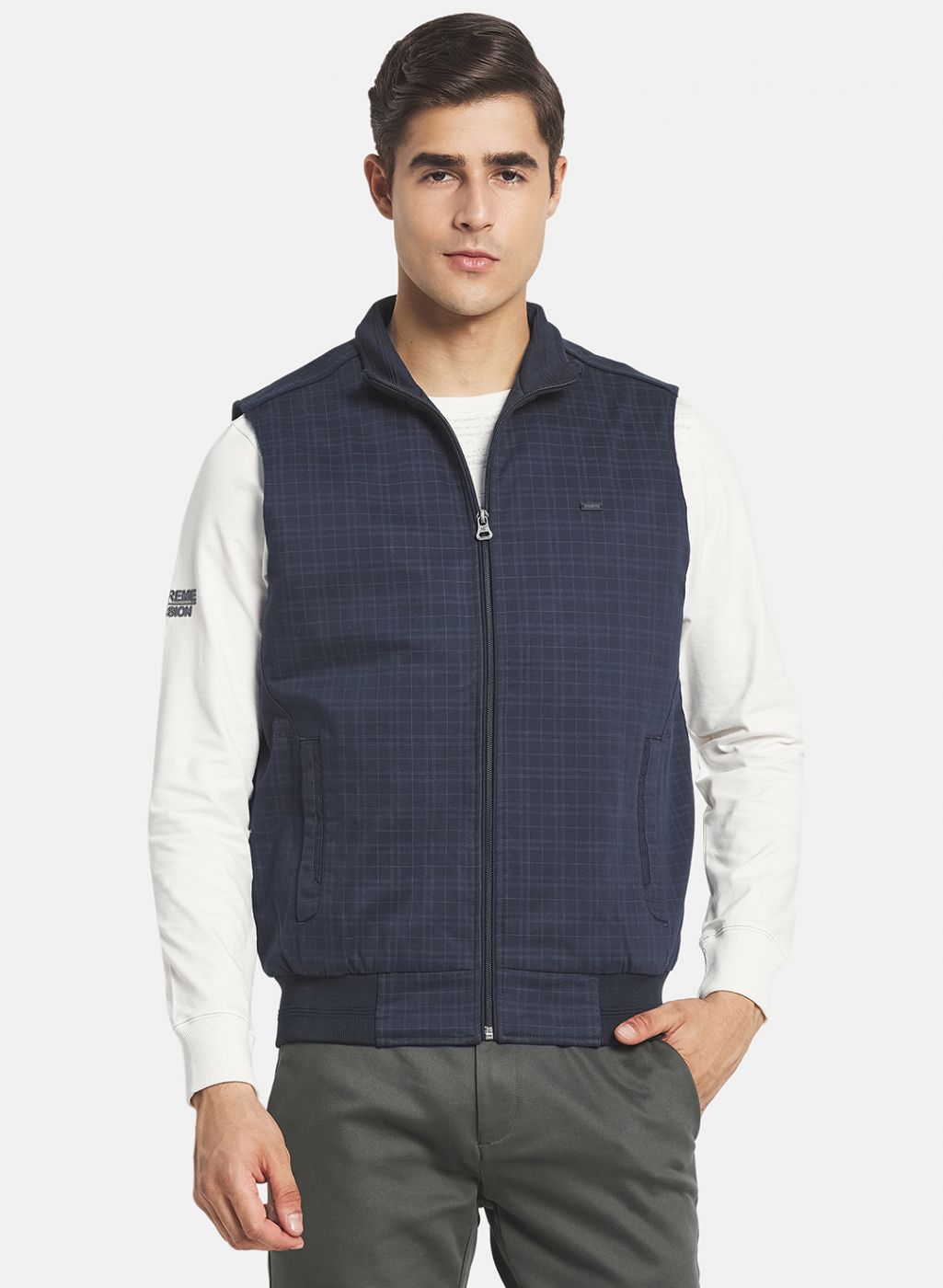 Men NAvy Blue Check Jacket