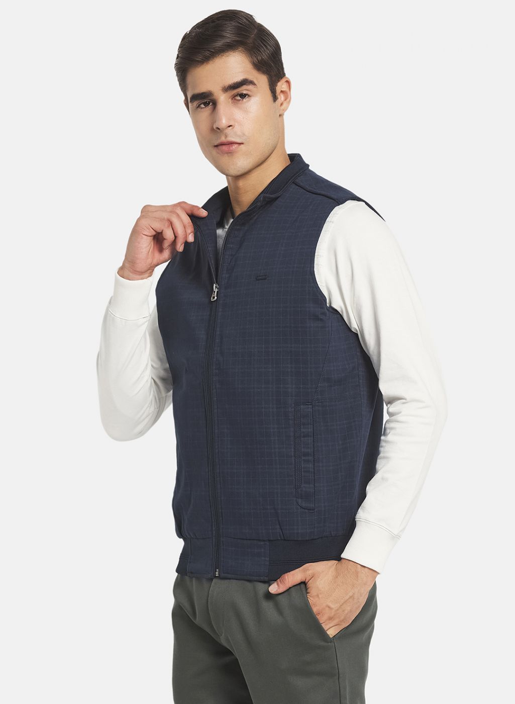 Men NAvy Blue Check Jacket