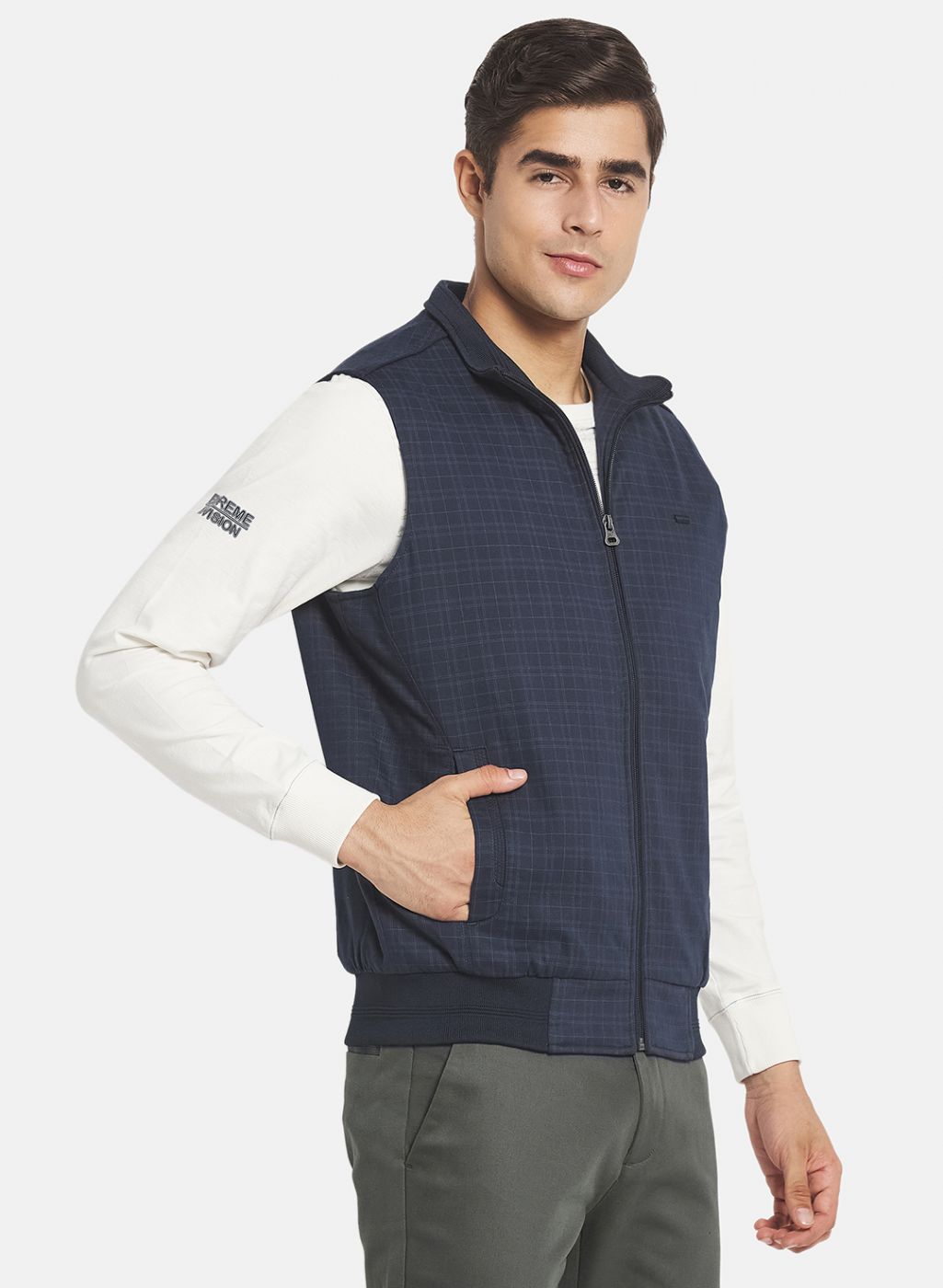 Men NAvy Blue Check Jacket