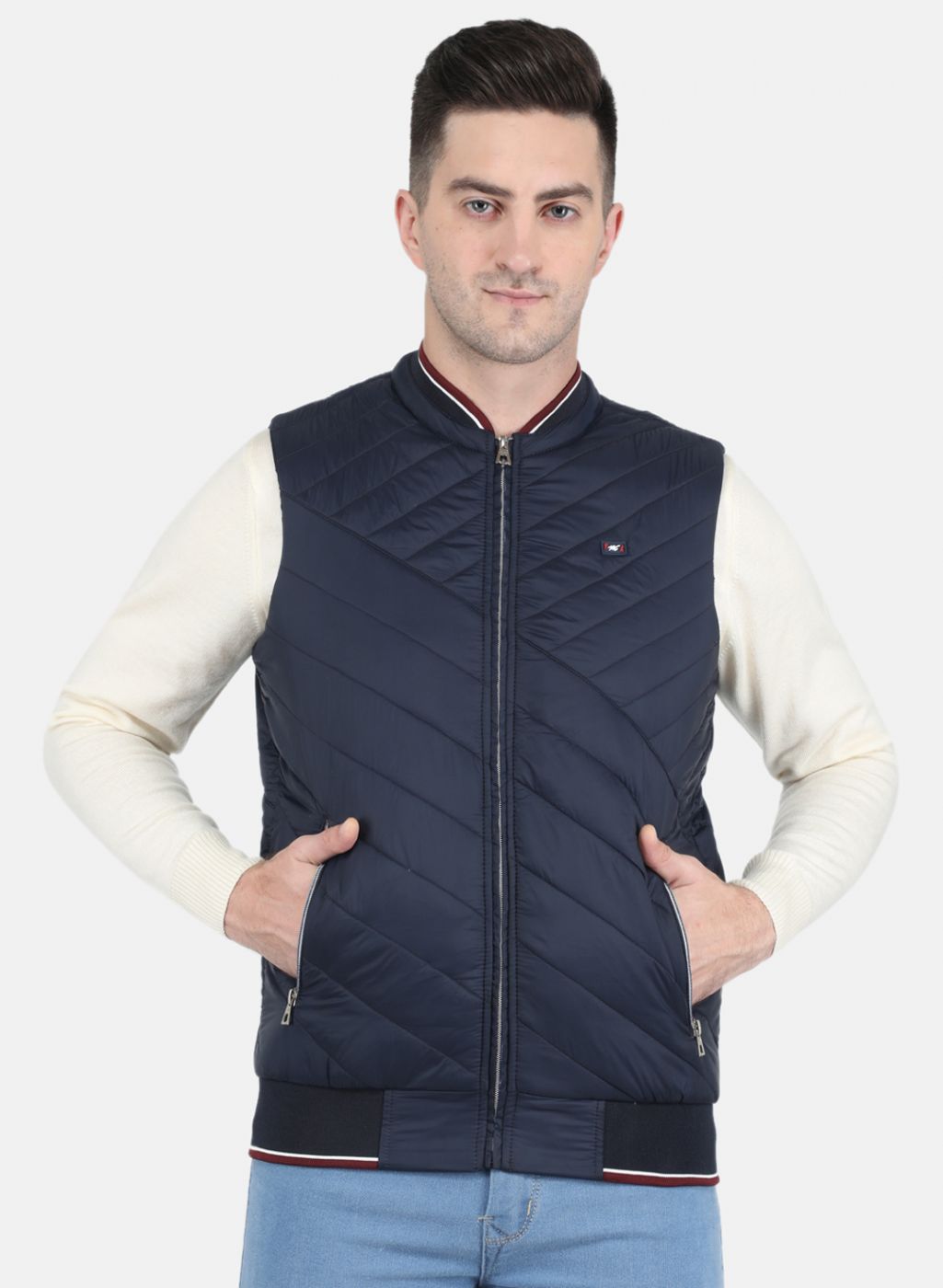 Men NAvy Blue Solid Jacket