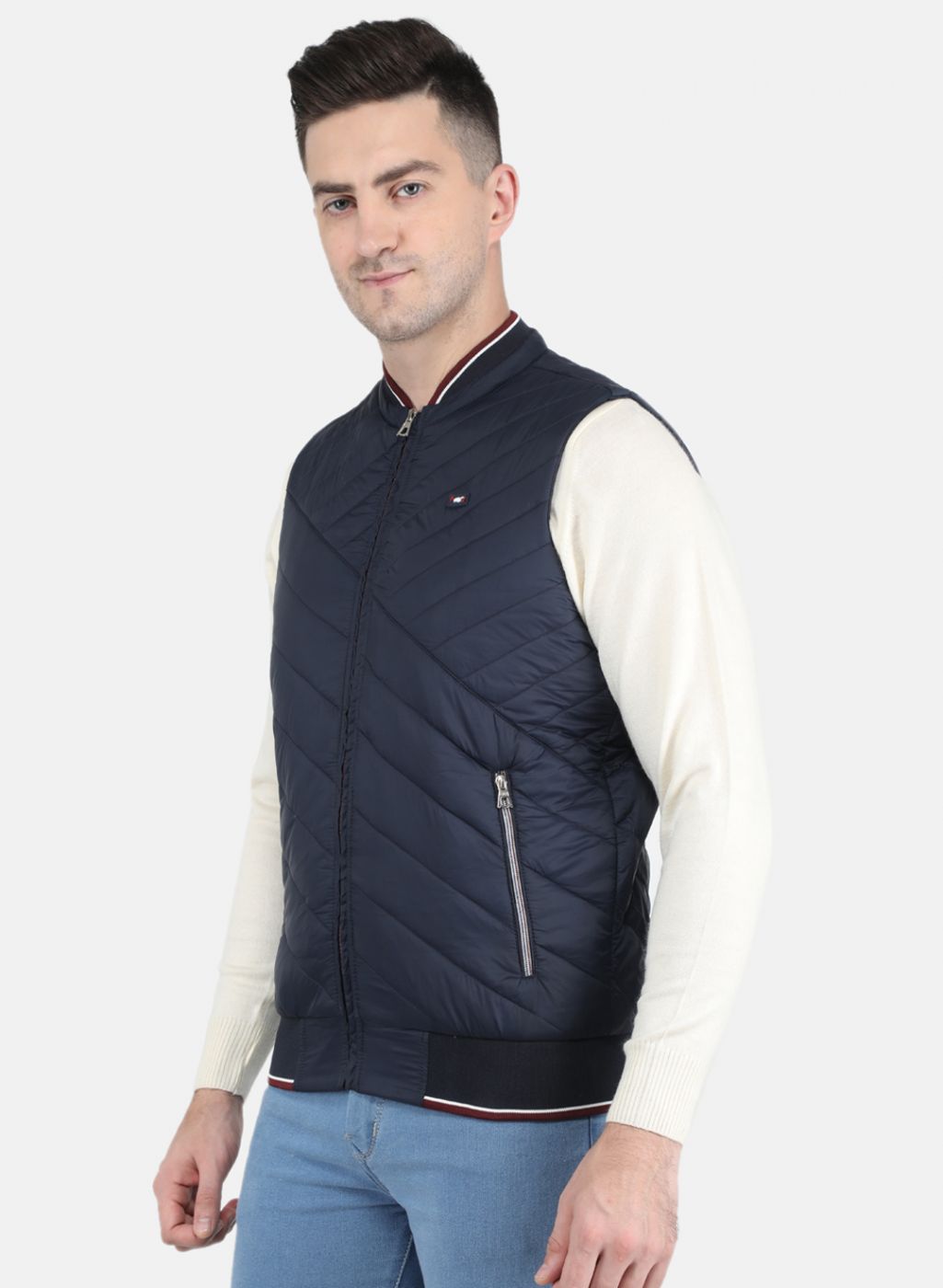 Men NAvy Blue Solid Jacket