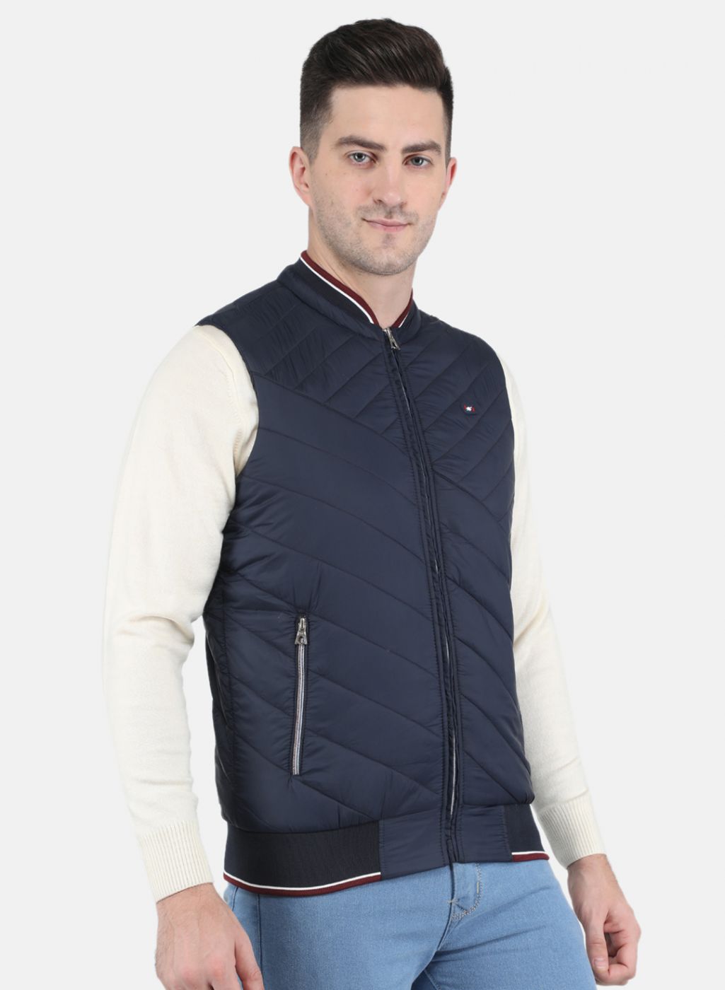 Men NAvy Blue Solid Jacket