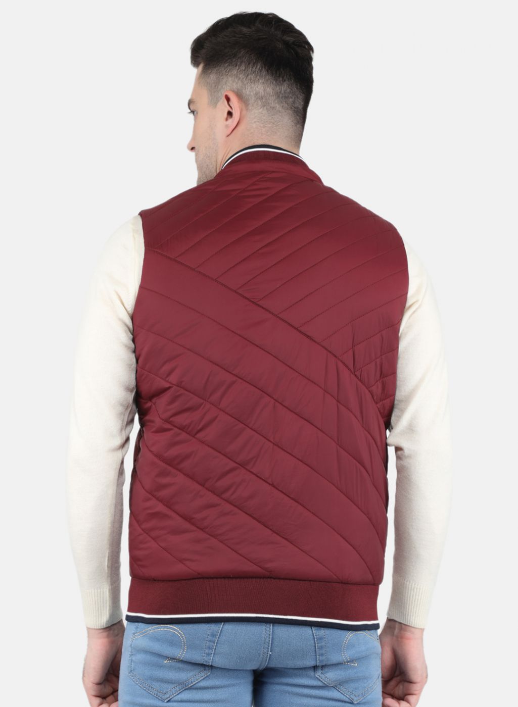 Men Maroon Solid Jacket