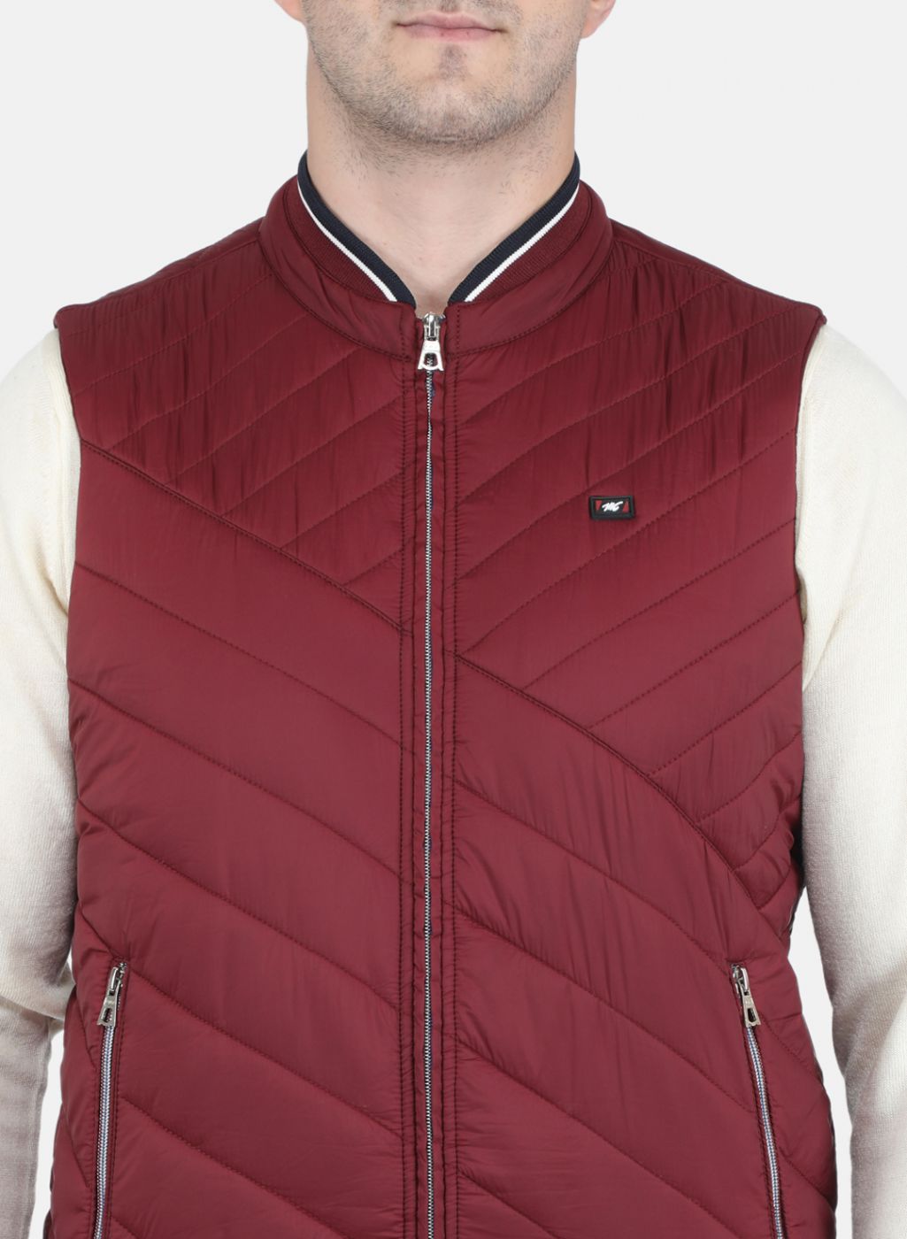 Men Maroon Solid Jacket