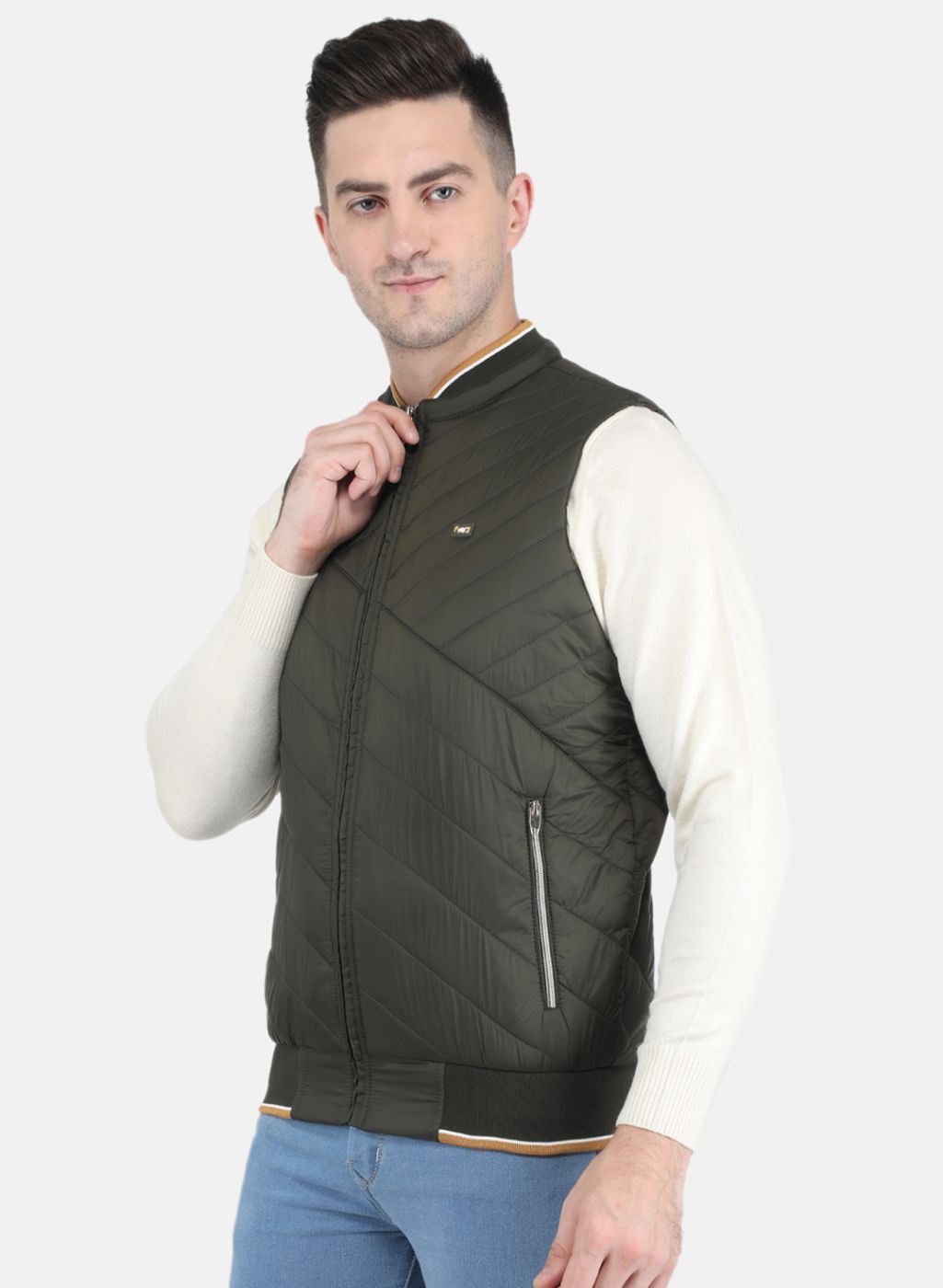 Men Olive Solid Jacket